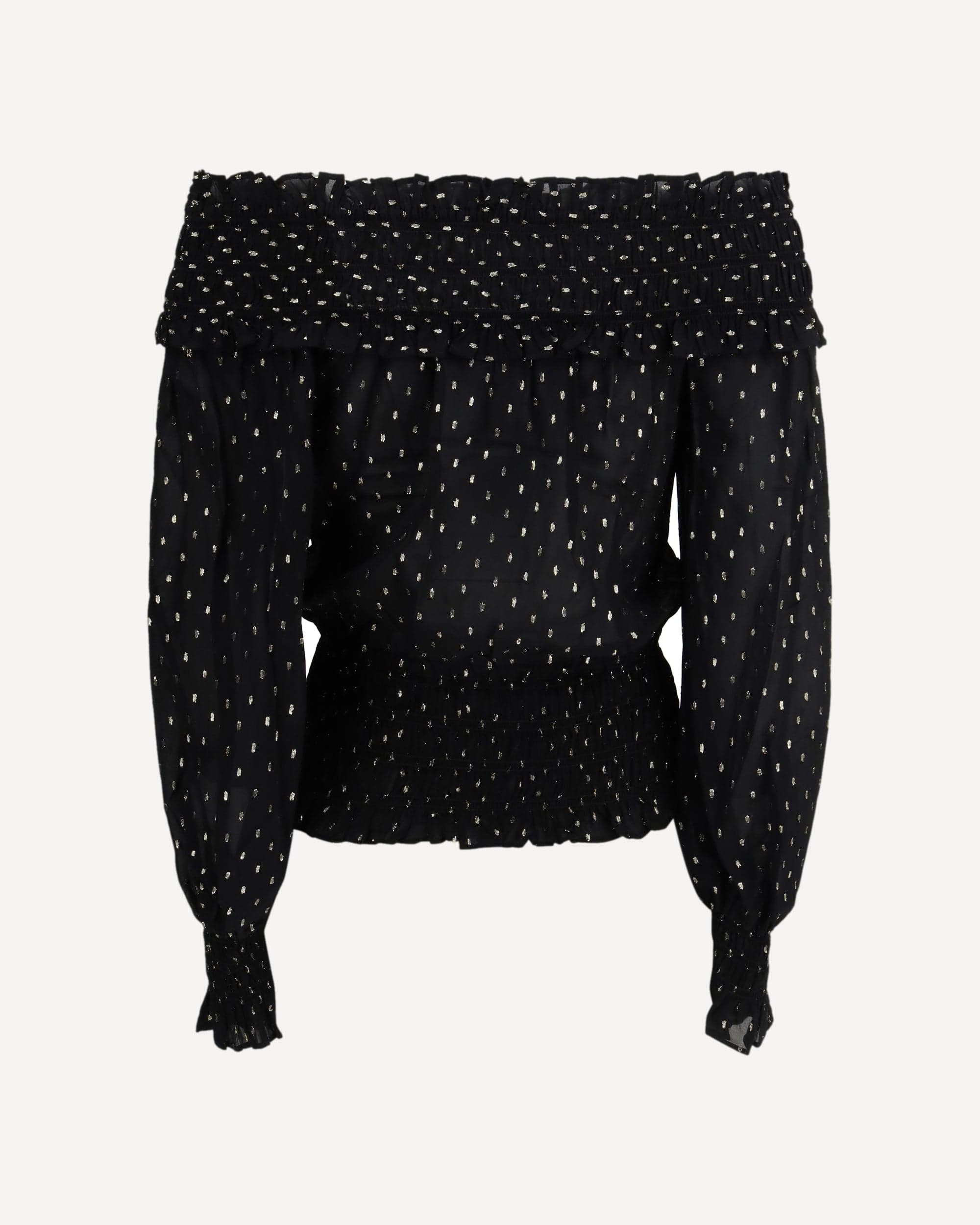 Self-Portrait Off-The-Shoulder Chiffon Fil Coupé Top