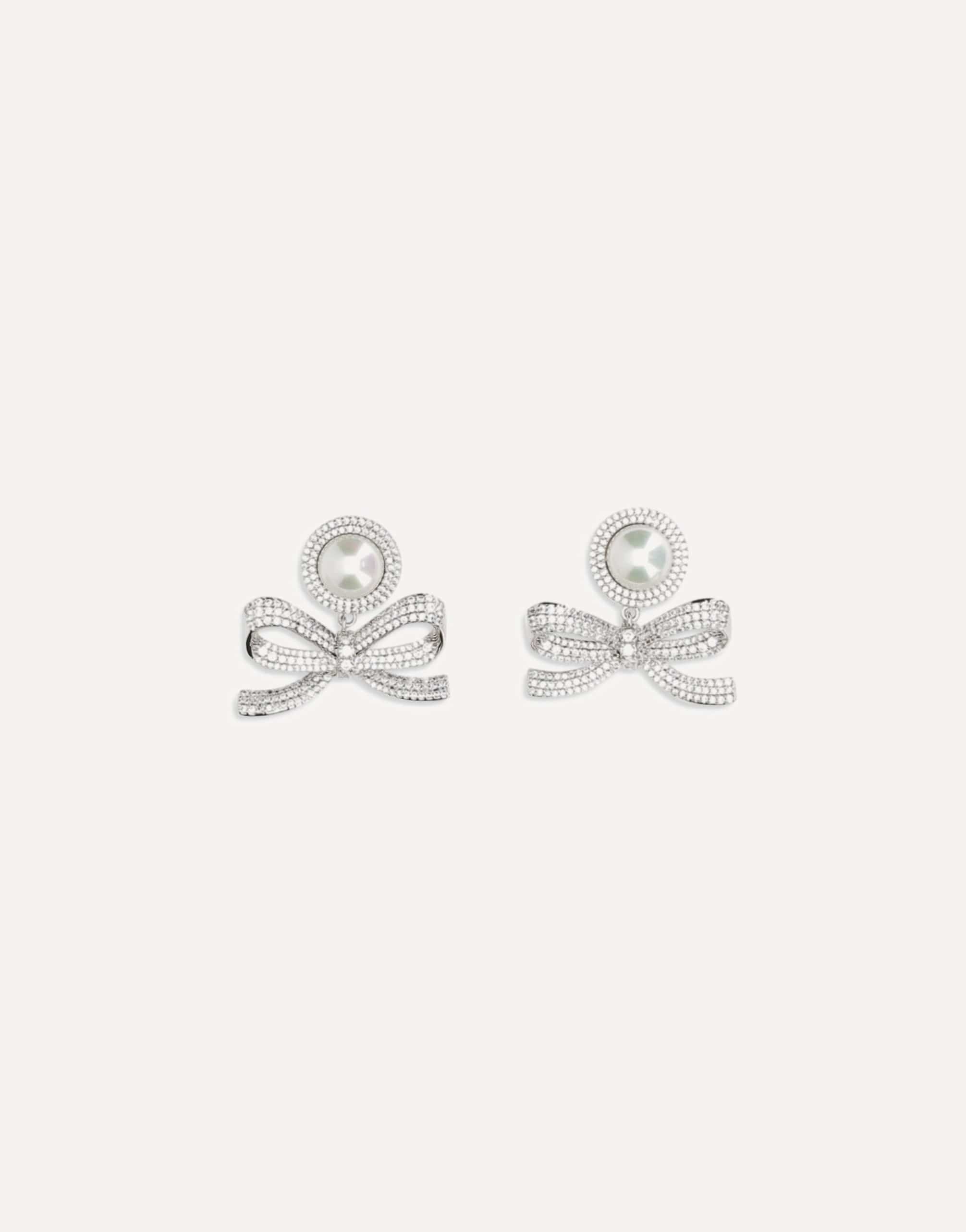 Self-Portrait Pearl Bow Drop Earrings