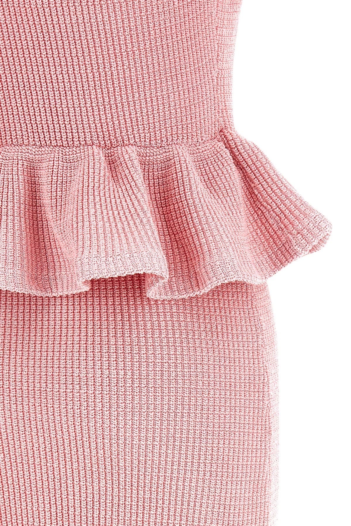 Self-Portrait Self-Portrait Pink Peplum Knit Midi Dress
