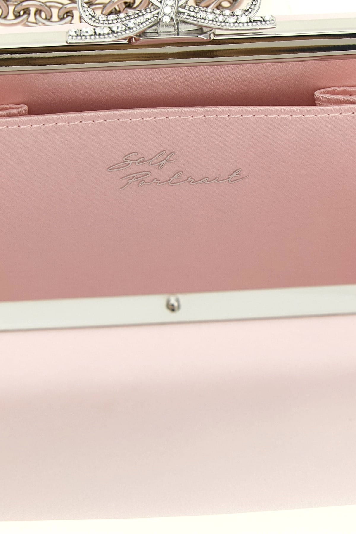 Self-Portrait Self-Portrait Pink Satin Jewel Bow Clutch