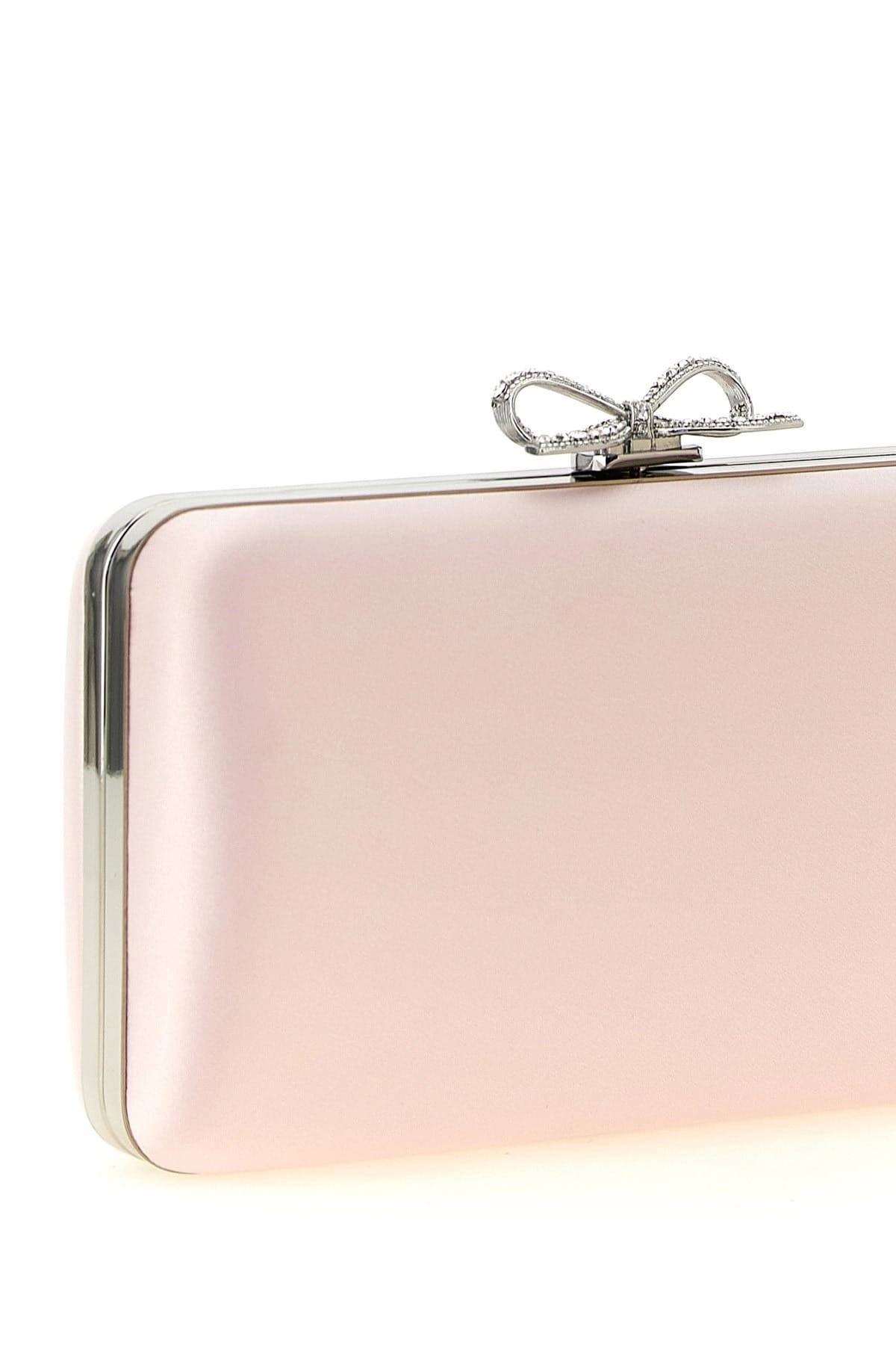 Self-Portrait Self-Portrait Pink Satin Jewel Bow Clutch