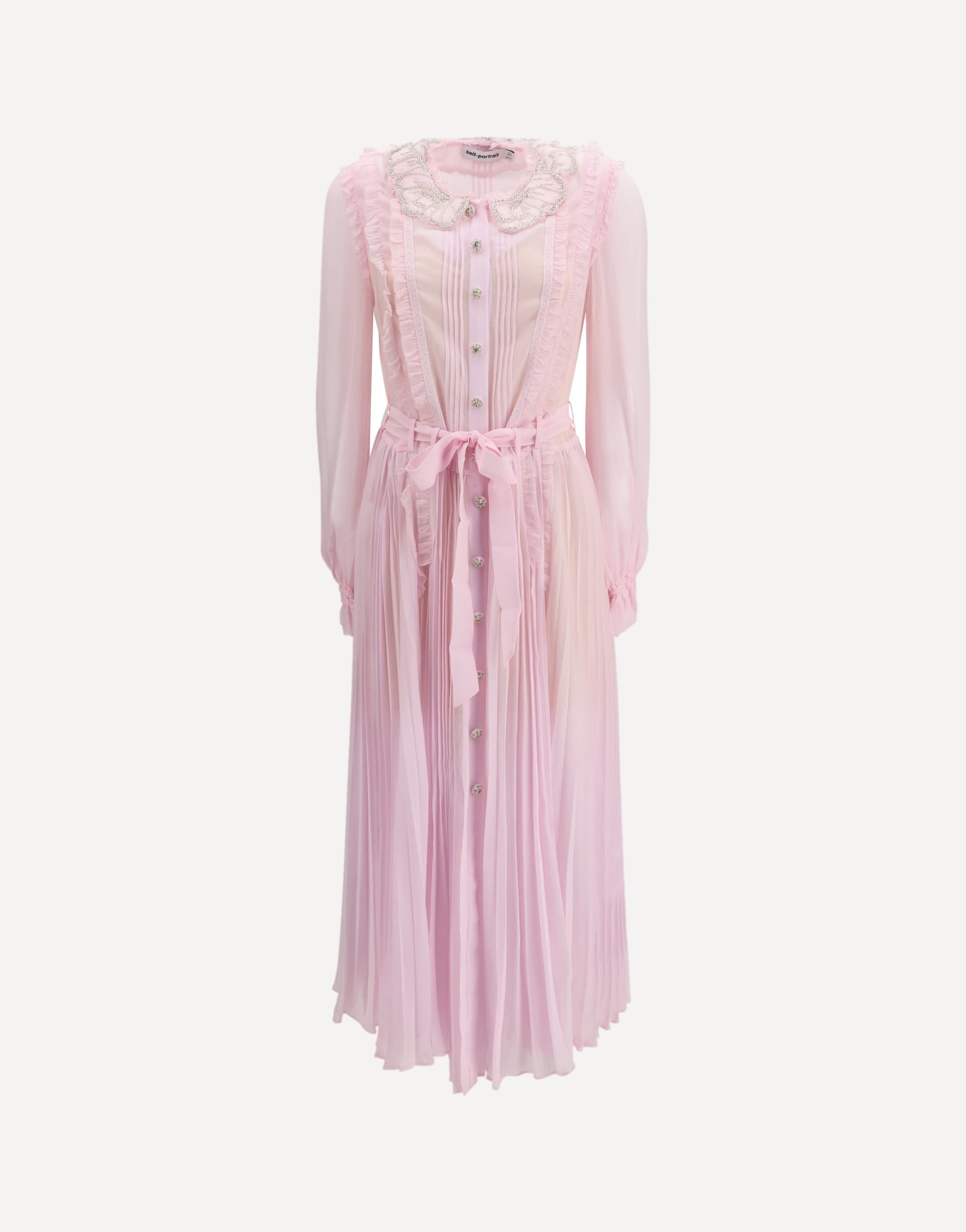 Self-Portrait Pleated Georgette Midi Dress