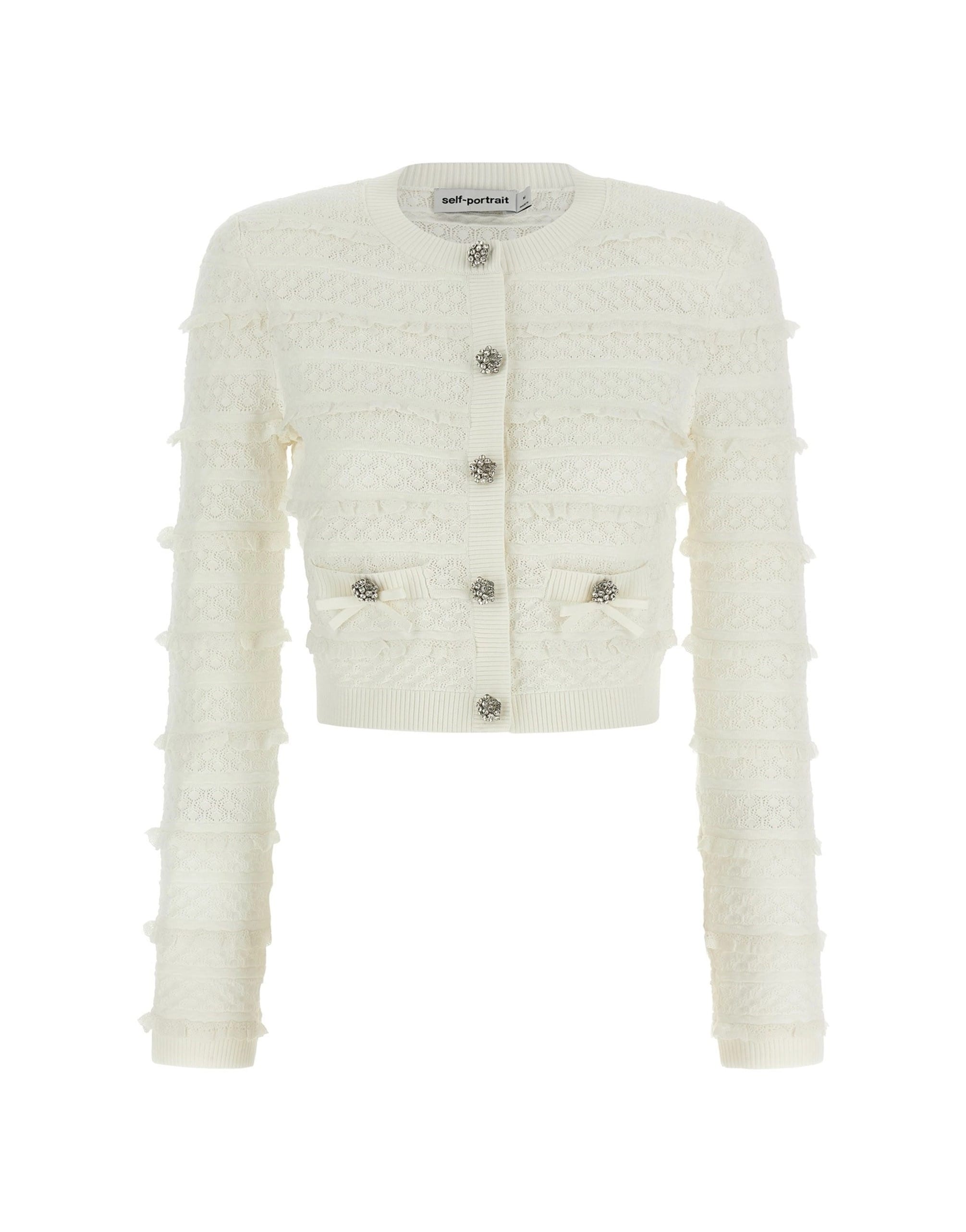Self-Portrait Self-Portrait Pointelle Diamante Cardigan