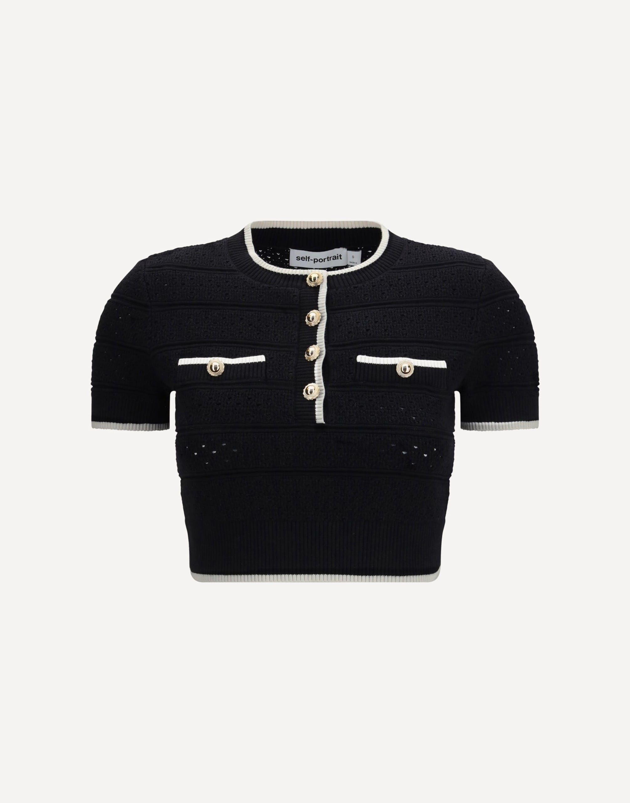 Self-Portrait Pointelle Knit Cropped Top