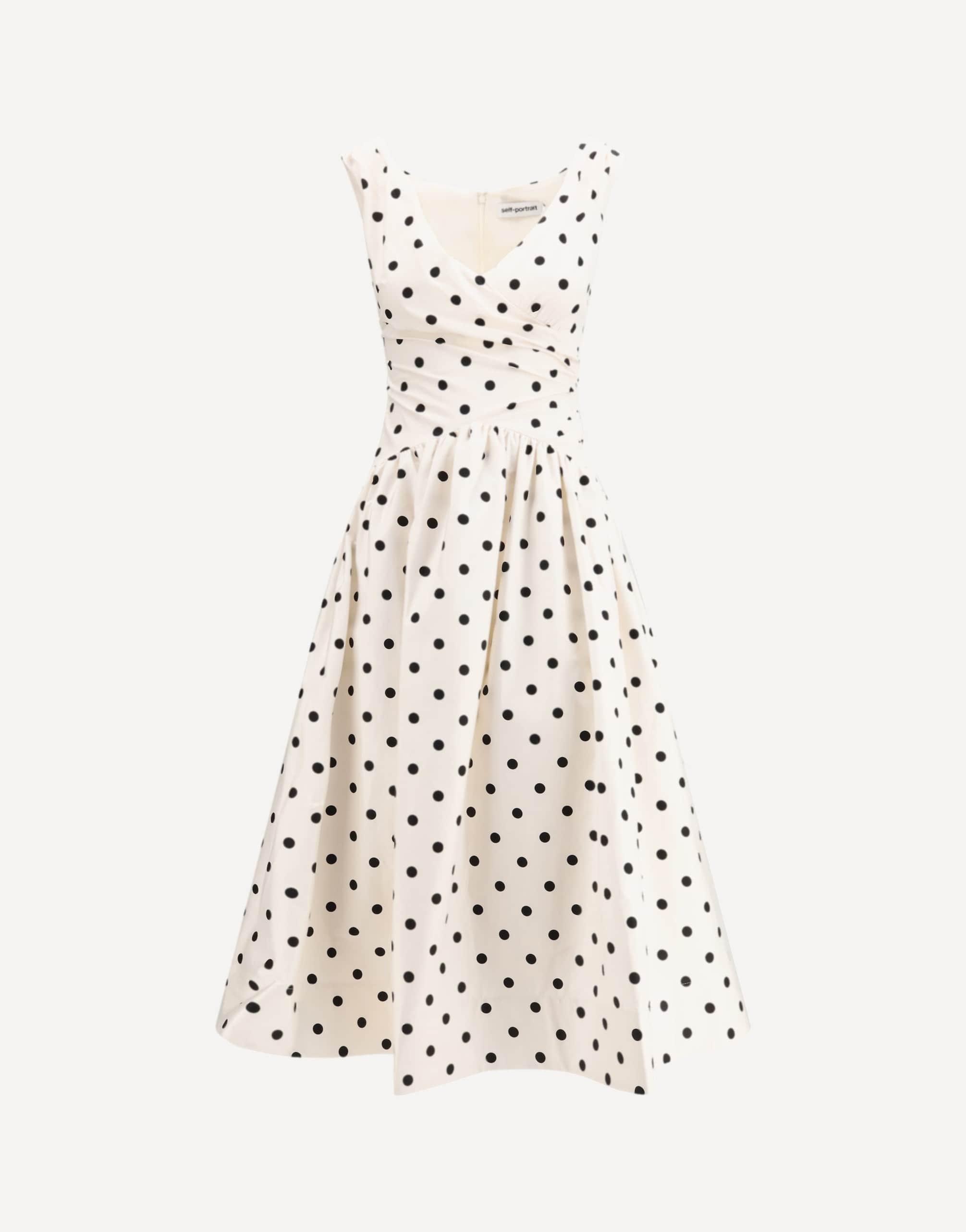 Self-Portrait Polka Dot Cotton Midi Dress