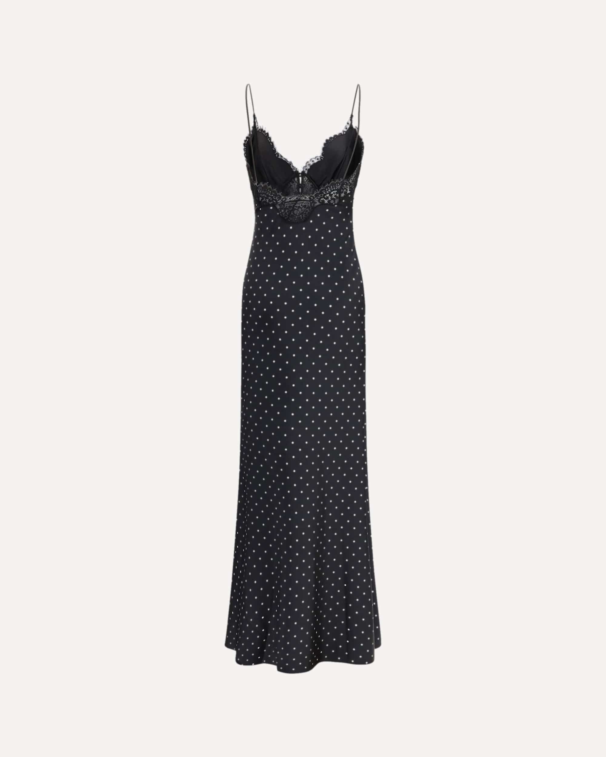 Self-Portrait Polka Dot Satin Maxi Dress