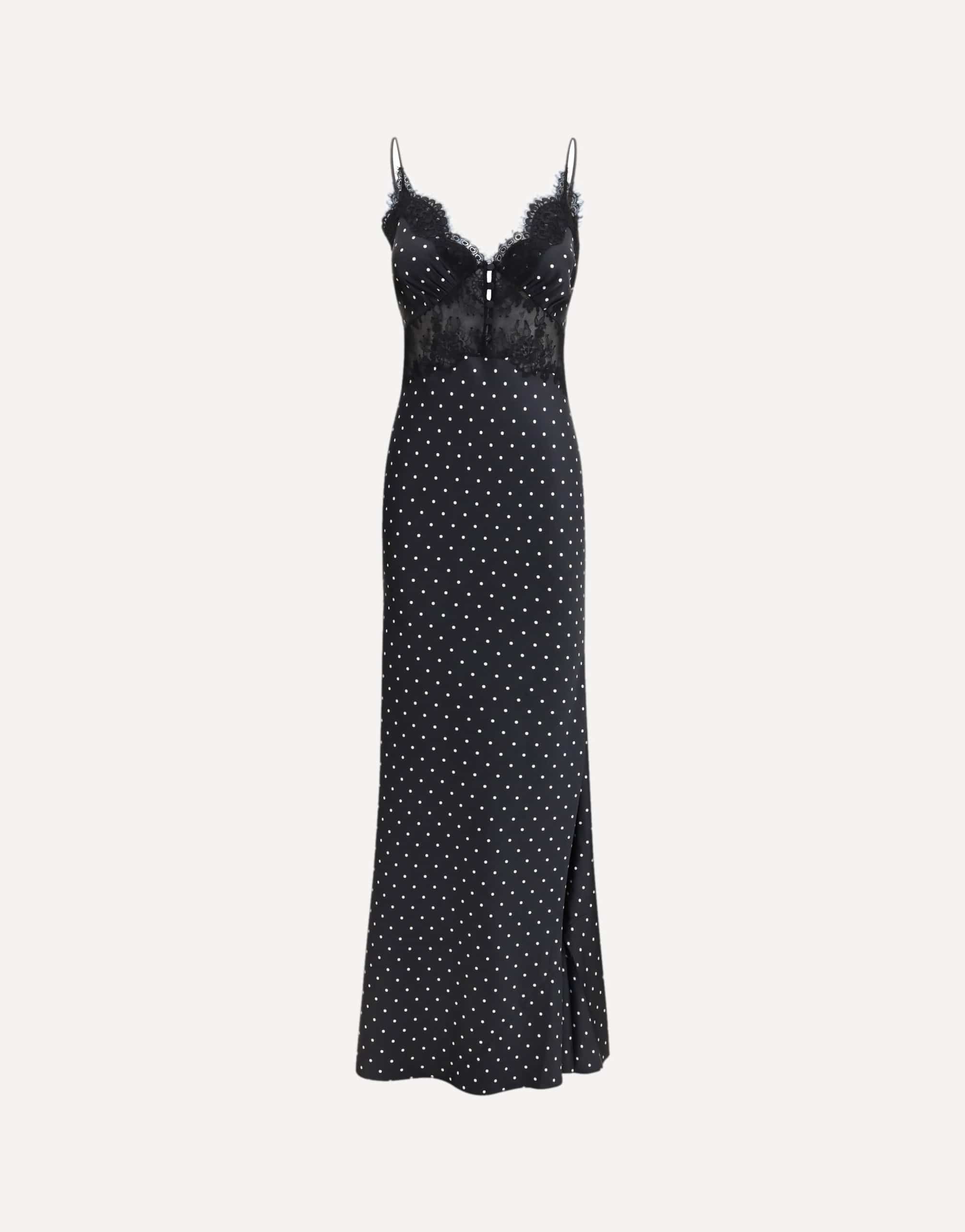 Self-Portrait Polka Dot Satin Maxi Dress