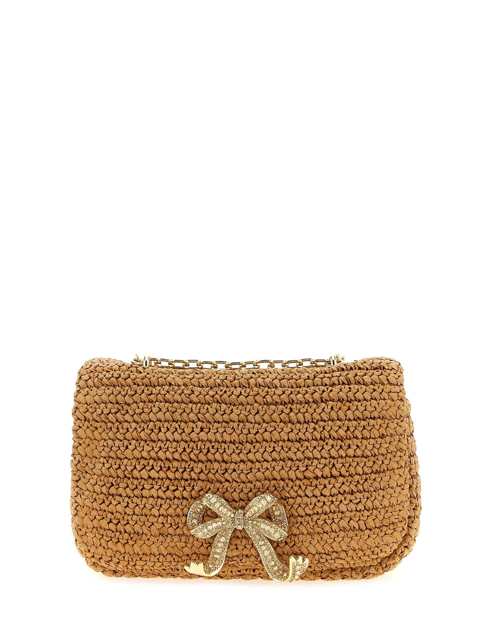 Self-Portrait Self-Portrait Raffia Bow Charm Shoulder Bag