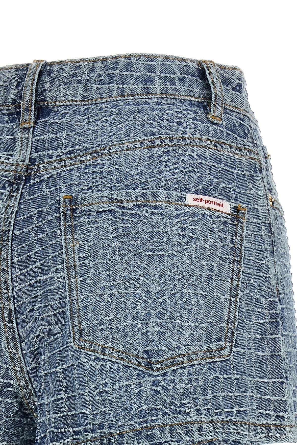 Self-Portrait Rhinestone Croc-Effect Shorts