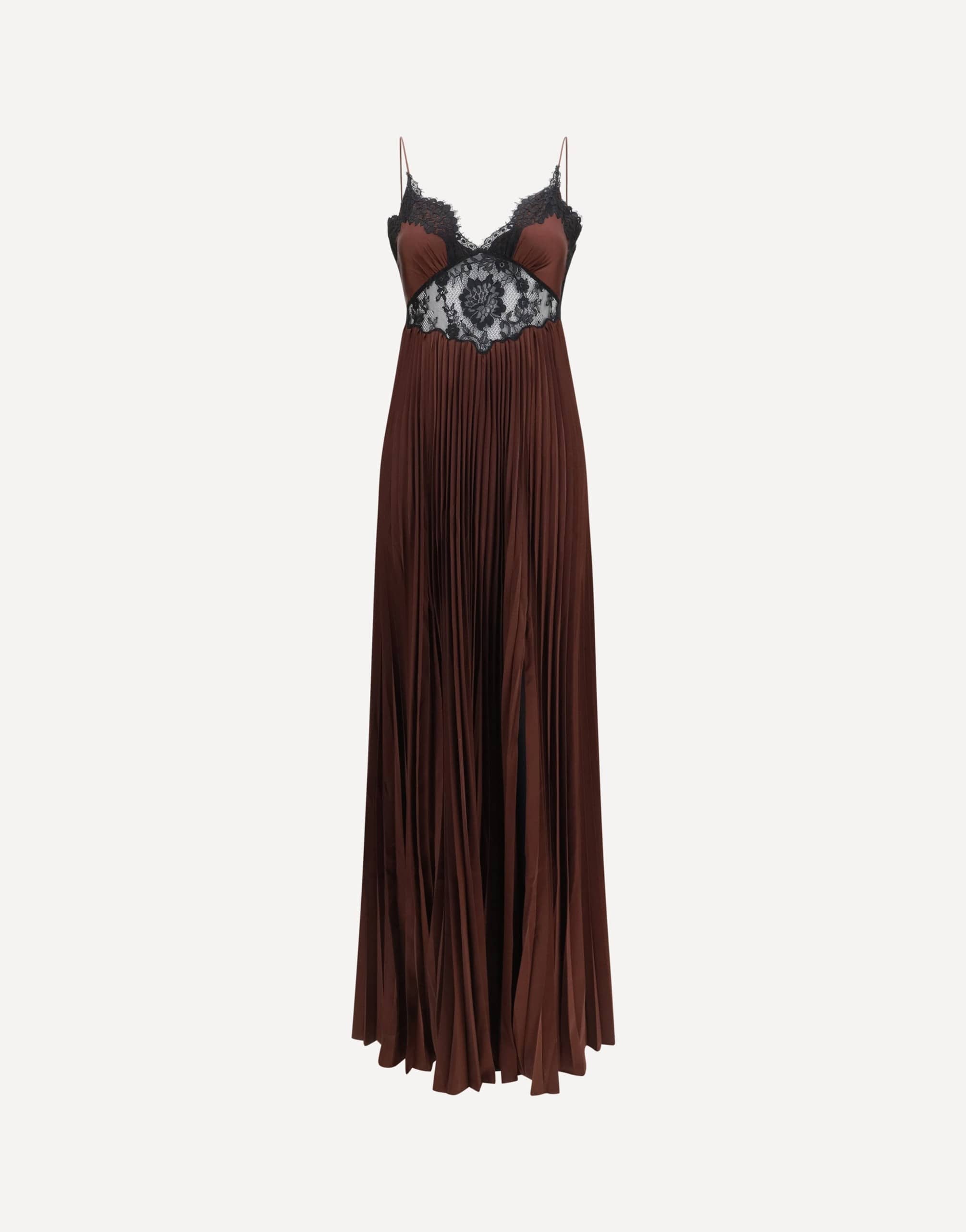 Self-Portrait Satin Maxi Dress With Lace Inserts