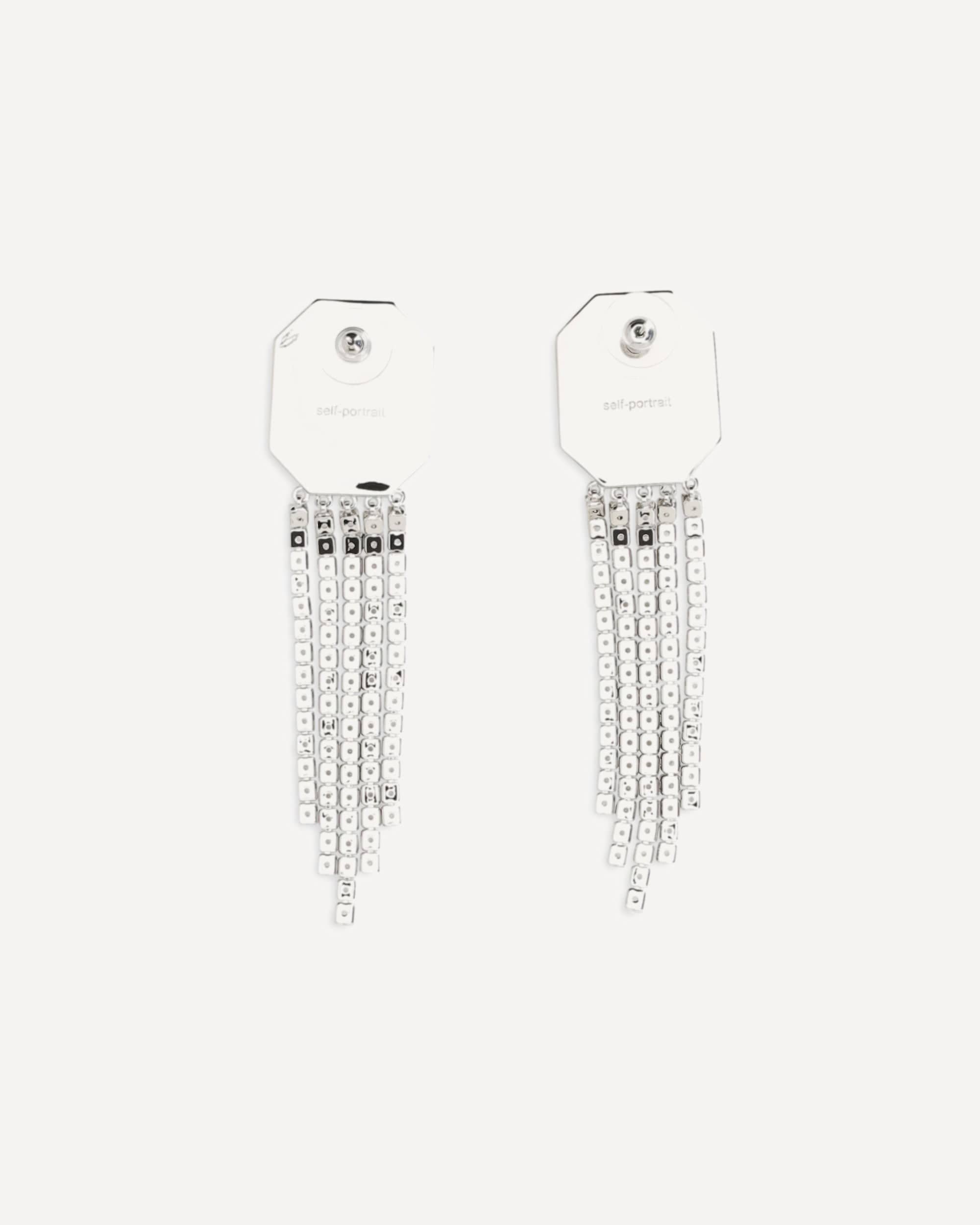 Self-Portrait Silver Crystal Drop Earrings - alternate view