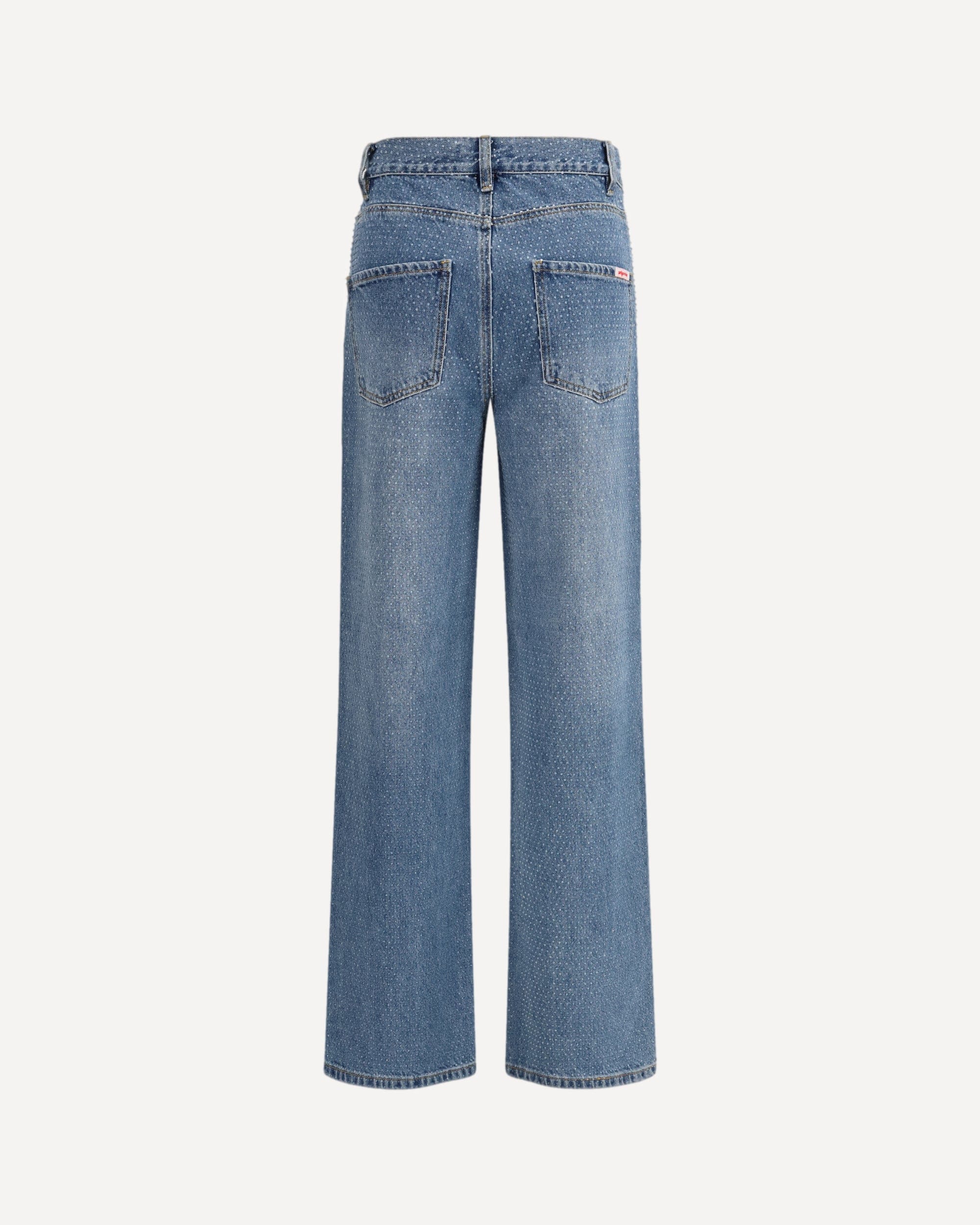 Jeans mit geradem Bein und rundum Strass - alternate view