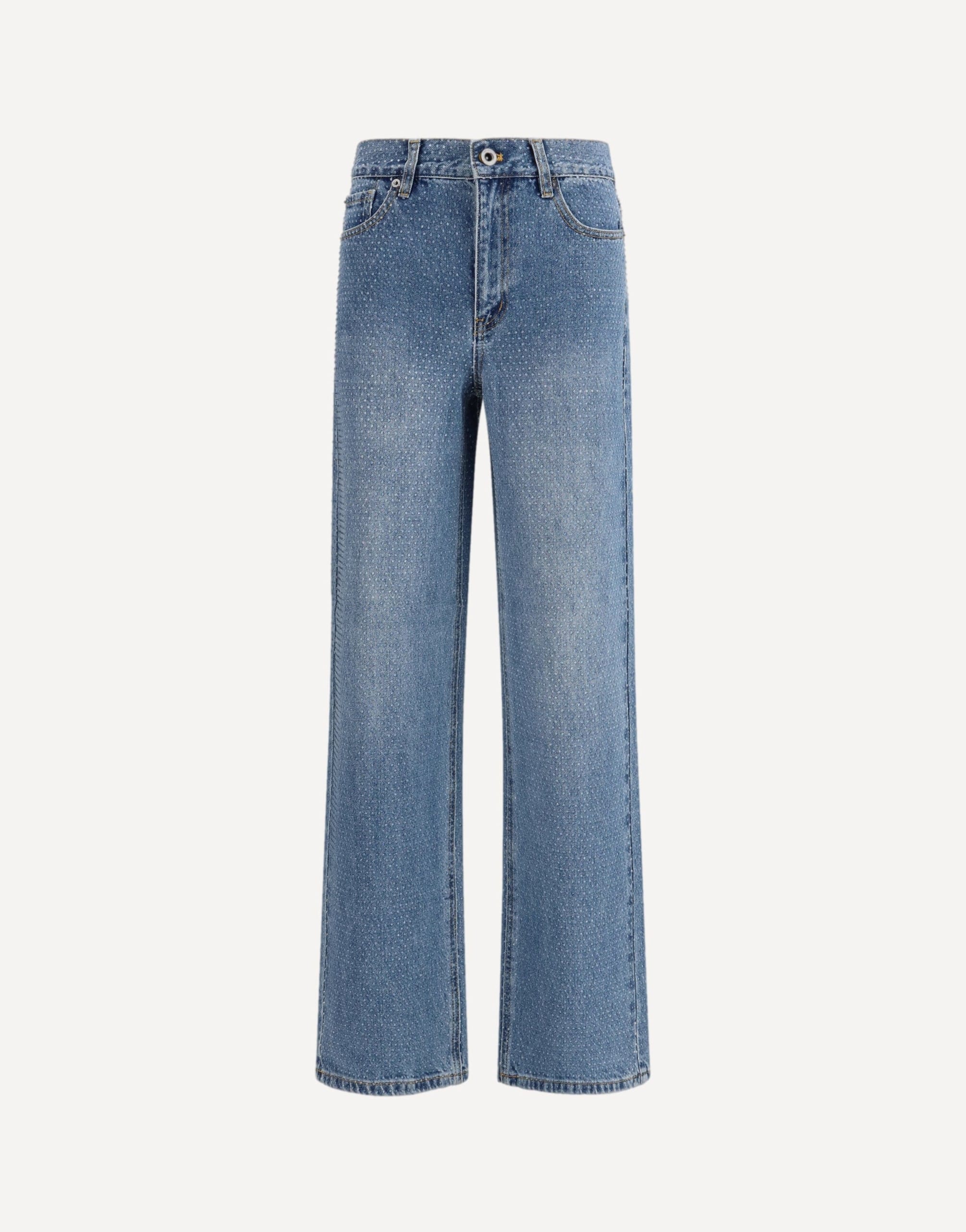 Self-Portrait Straight-Leg Jeans With All-Over Rhinestones