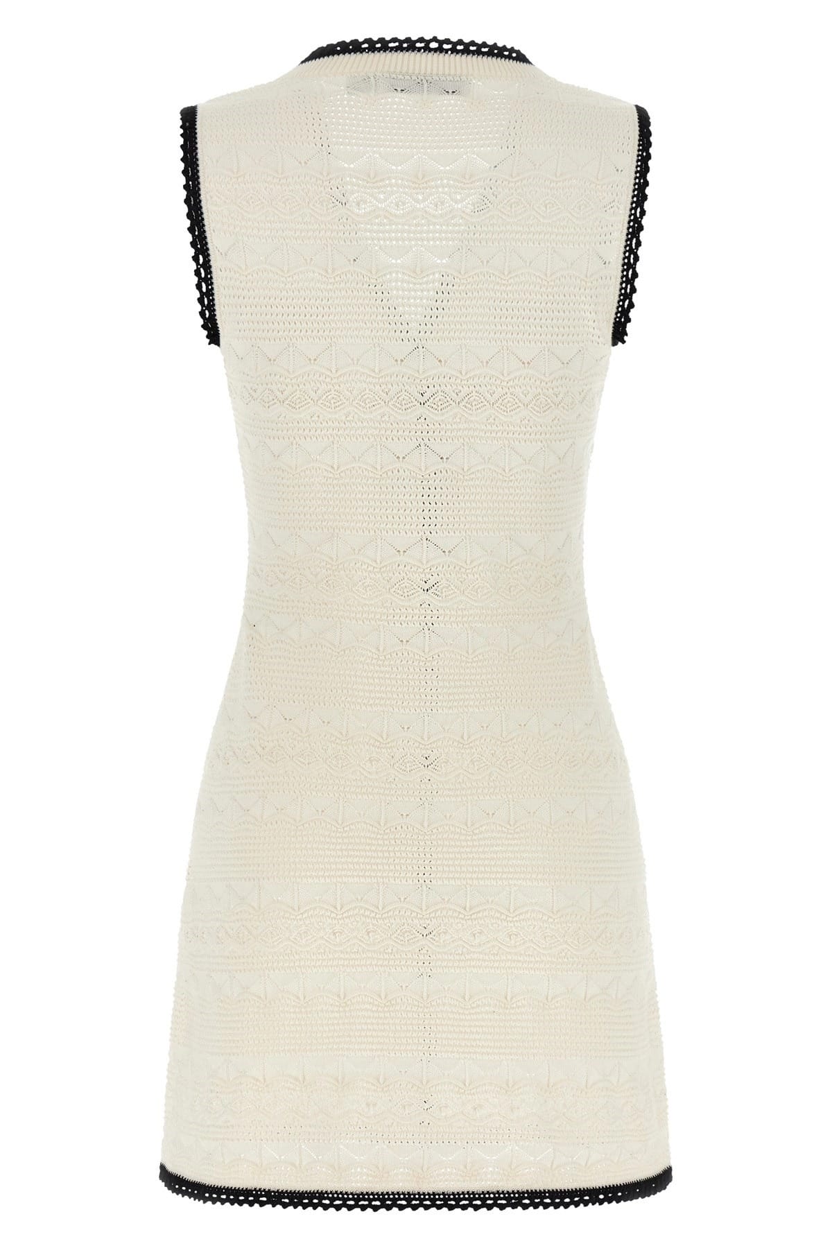 Self-Portrait White Pointelle Knit Mini Dress - alternate view