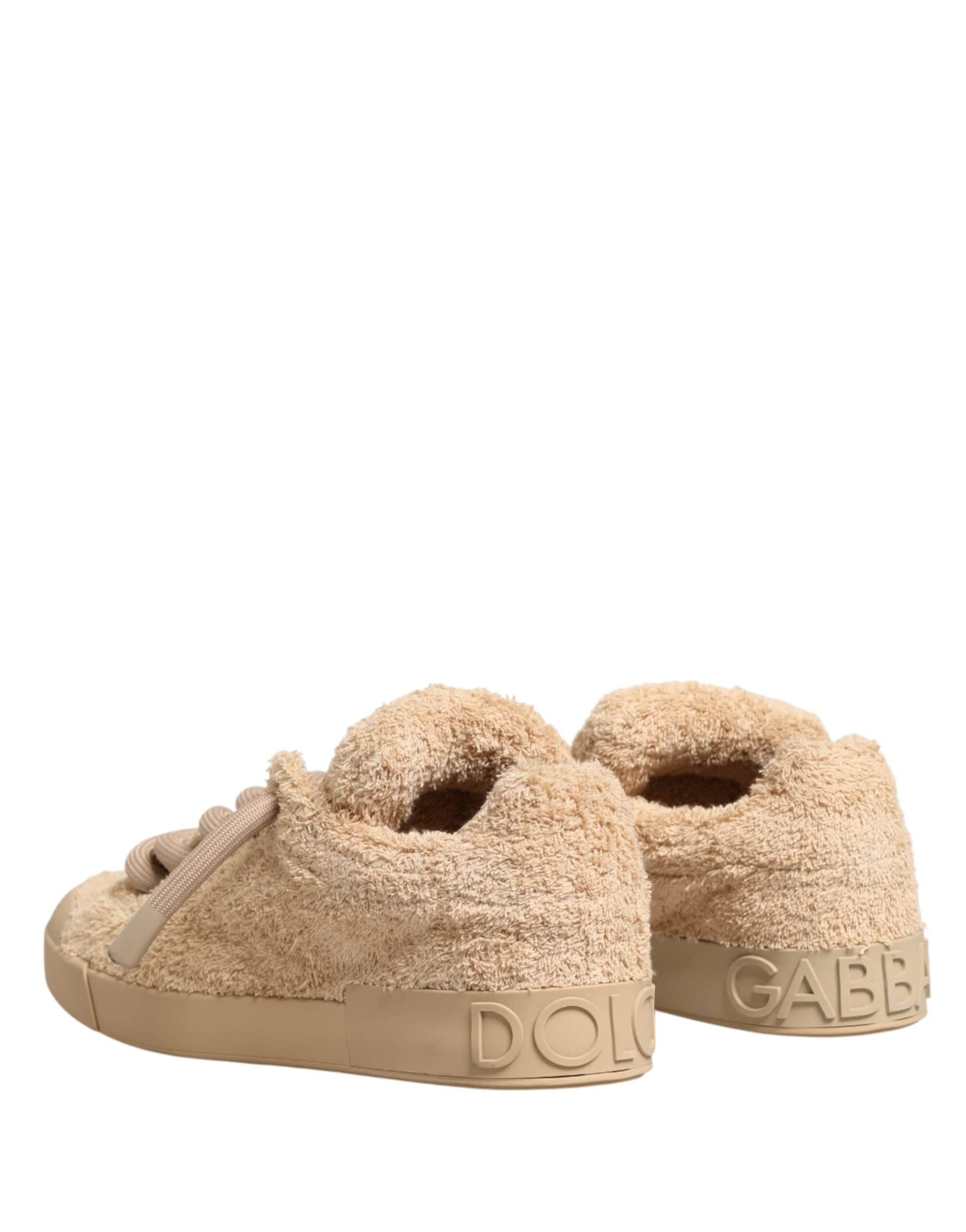 Dolce & Gabbana Tênis Bege de Cano Baixo com Pelo Sintético