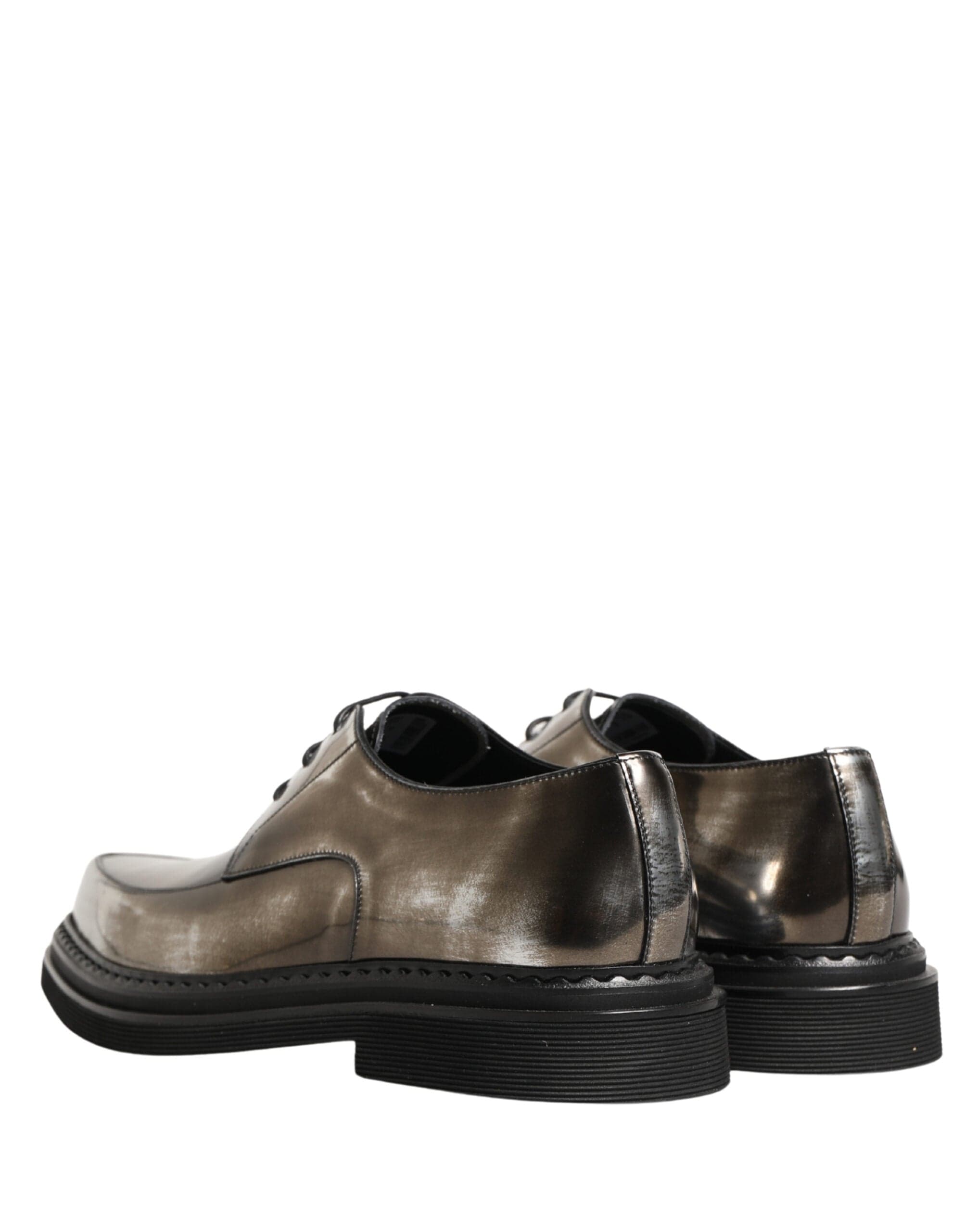 Dolce & Gabbana Silver Specchio Lace-Up Leather Dress Derby Shoes