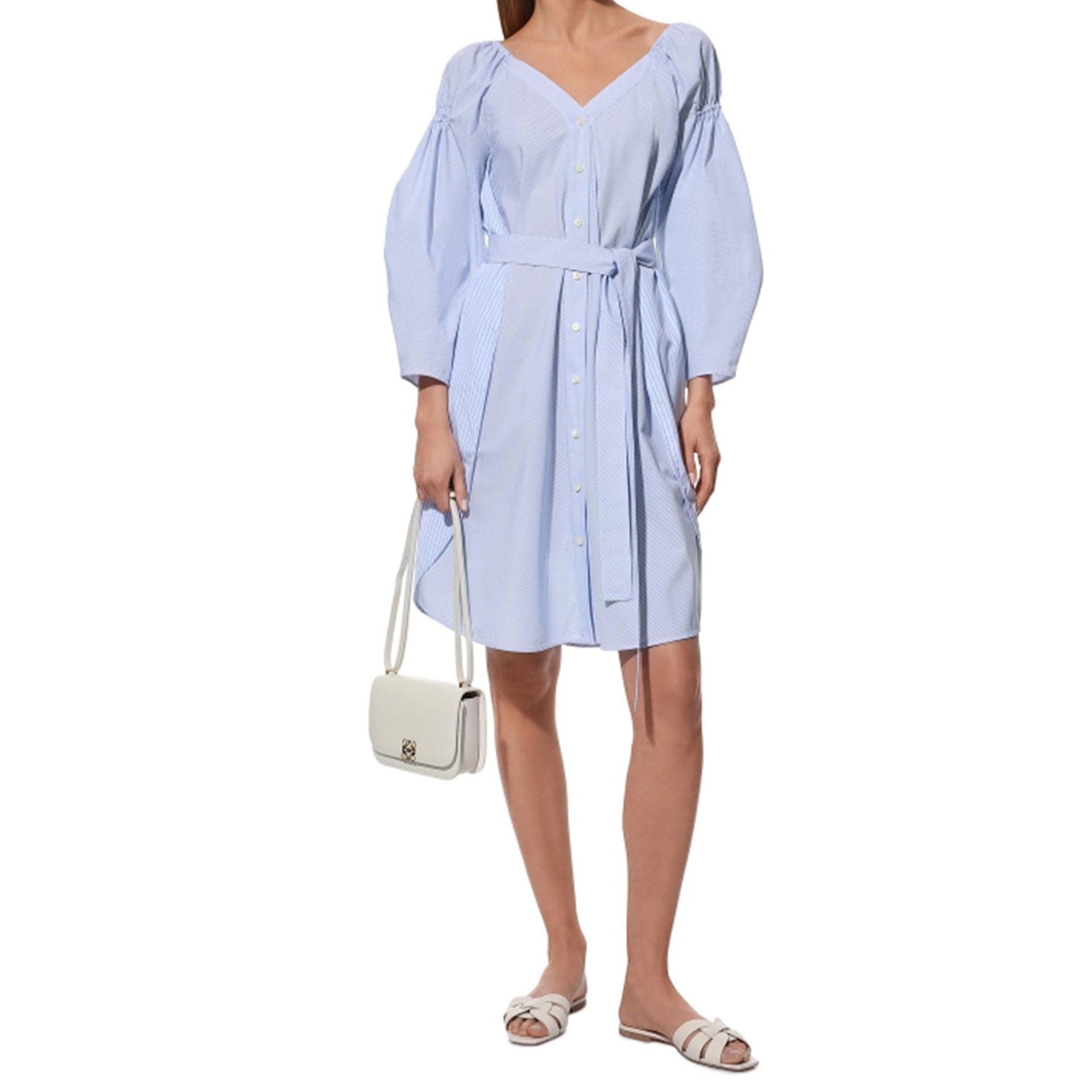Stella McCartney Cotton V-Neck Long-Sleeve Mini Dress - alternate view