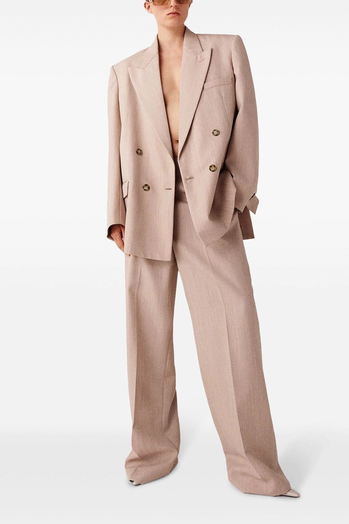 Stella McCartney Stella McCartney Pink Double-Breasted Wool Blazer