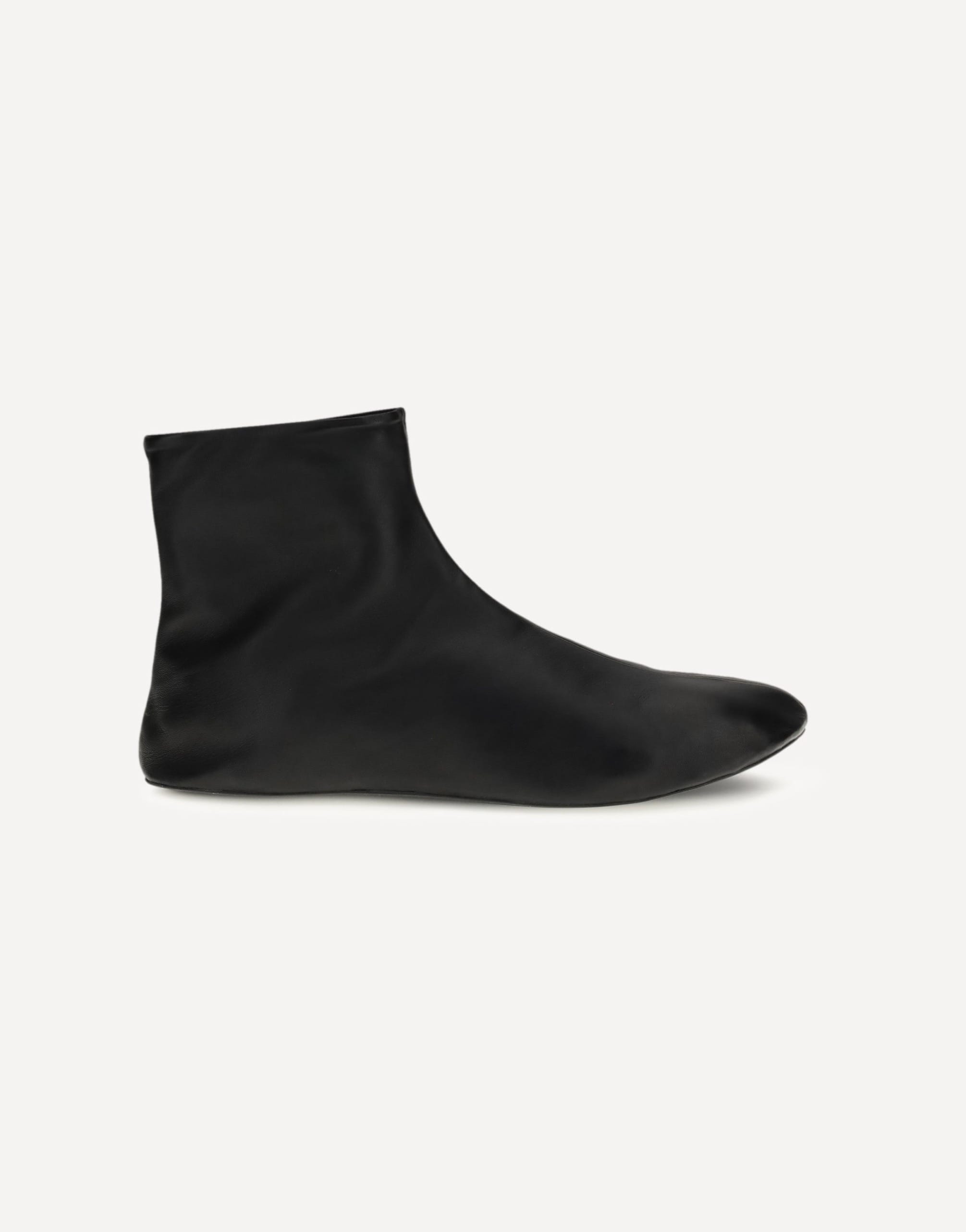 The Row Leather Ankle Boots Lined With Shearling