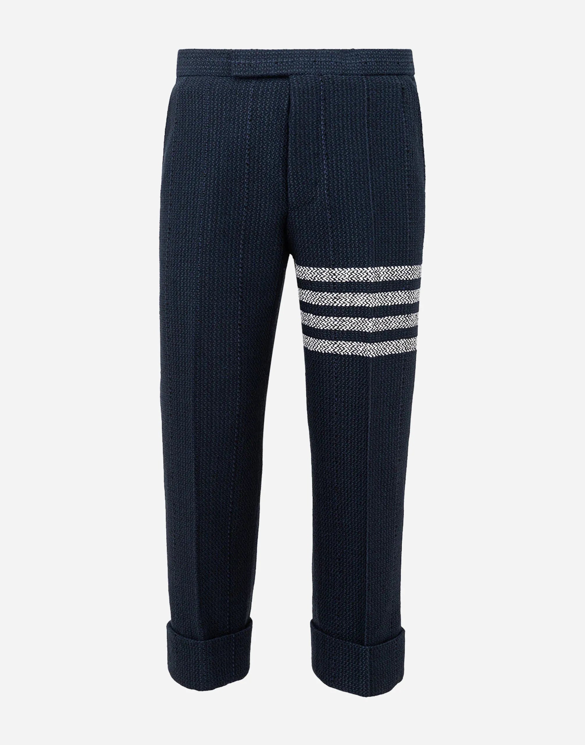 Thom Browne Thom Browne 4-Bar Cropped Straight-Leg Knit Pants