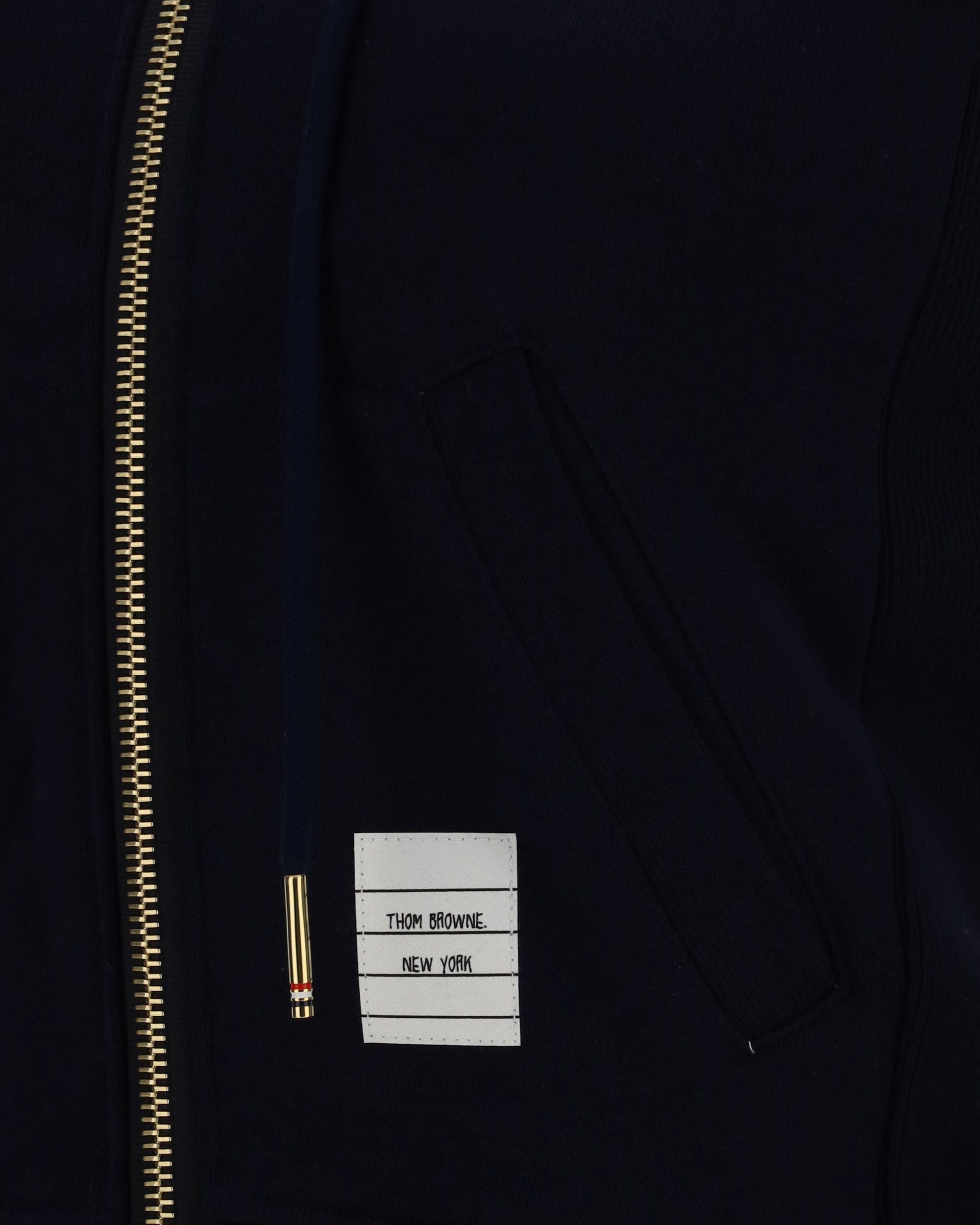 Thom Browne Cotton Hoodie With Logo Patch And Striped Sleeve