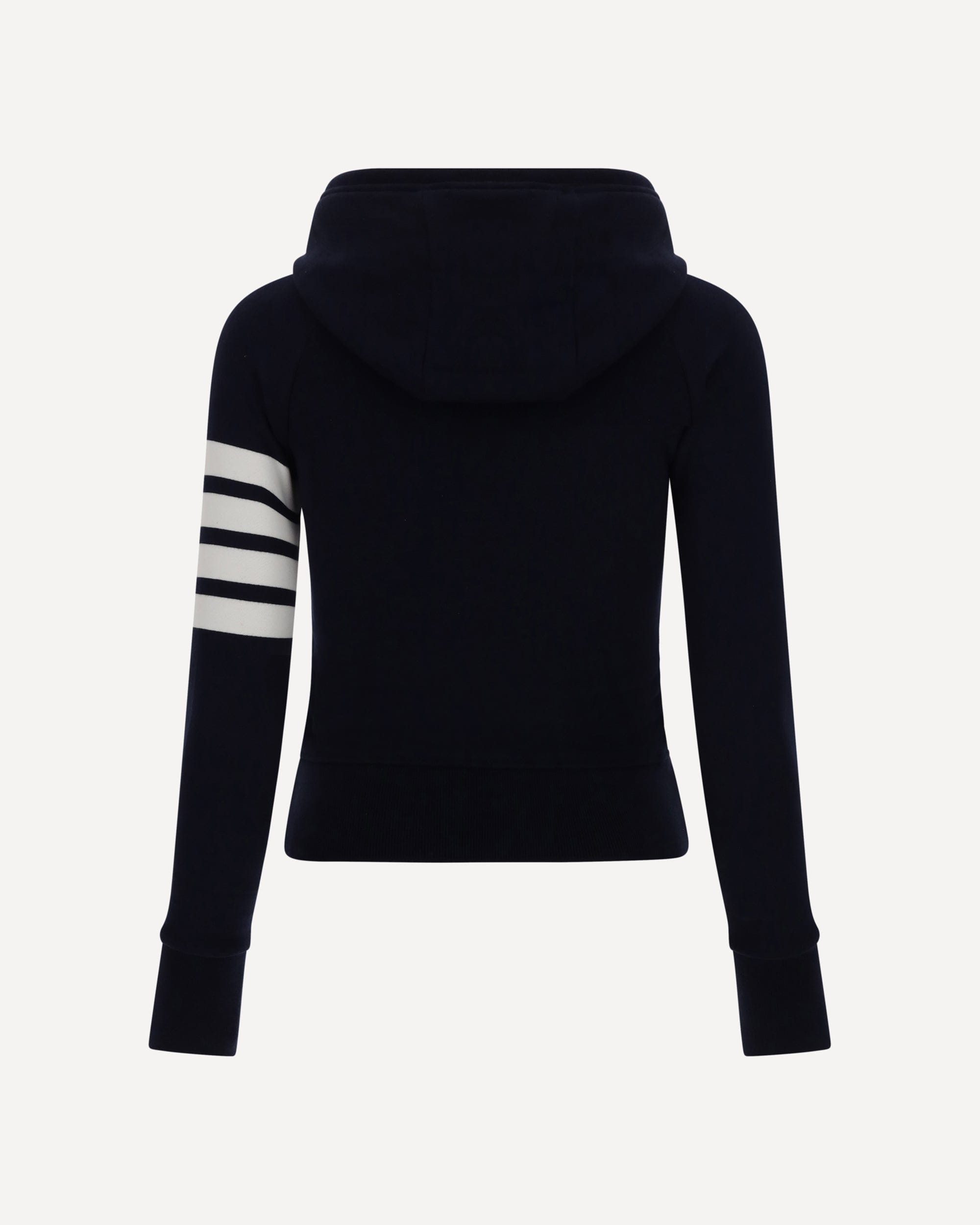 Thom Browne Cotton Hoodie With Logo Patch And Striped Sleeve
