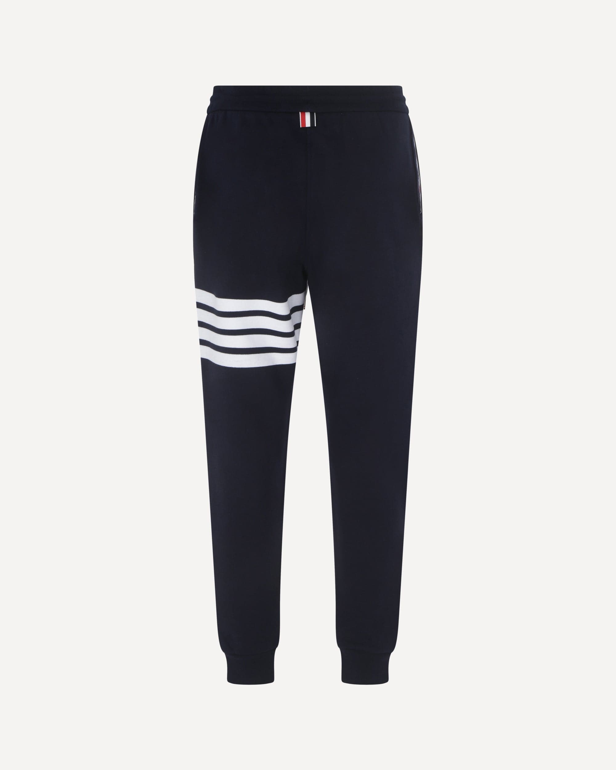 Thom Browne Cotton Sweatpants With White Stripes Detail