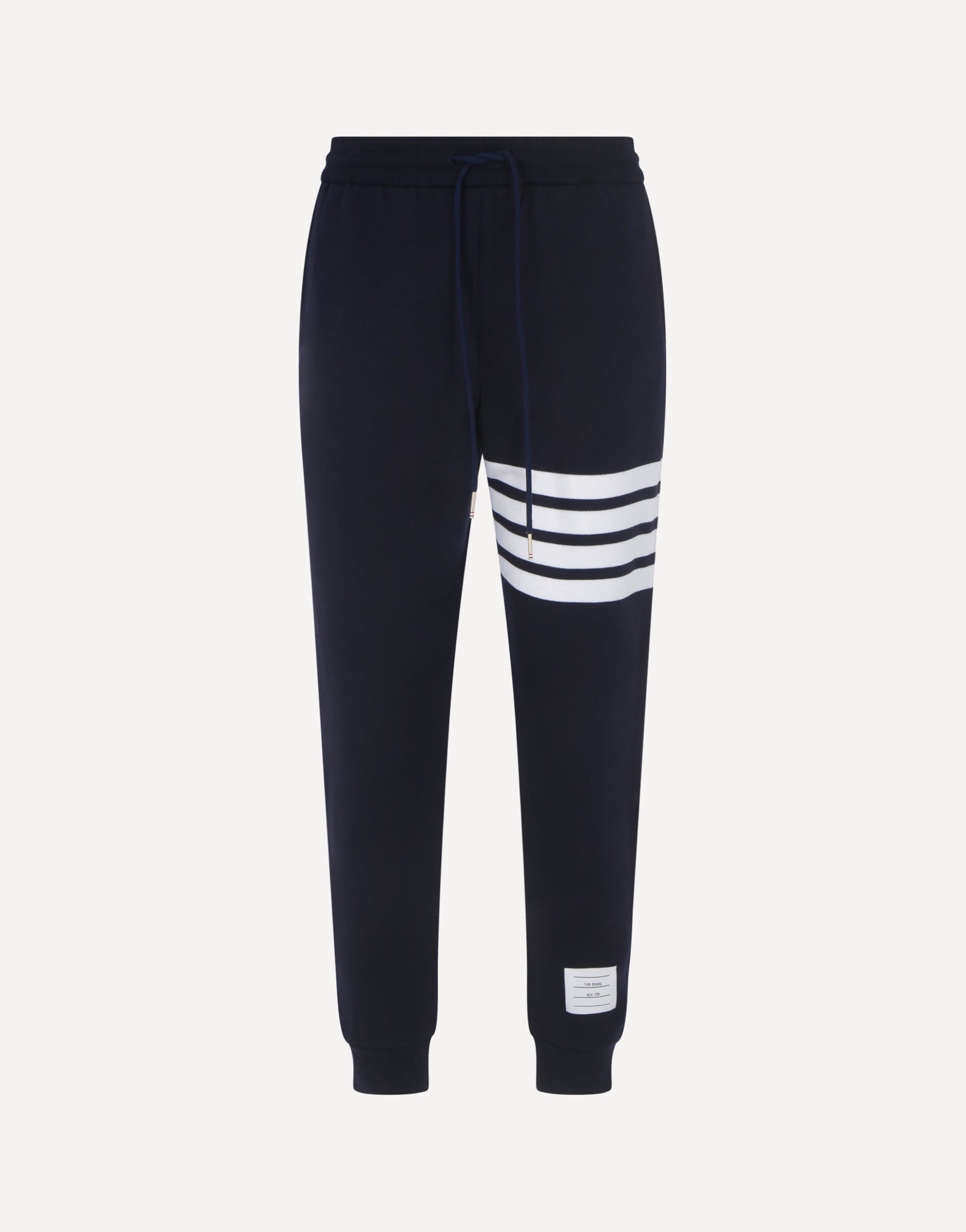 Thom Browne Cotton Sweatpants With White Stripes Detail