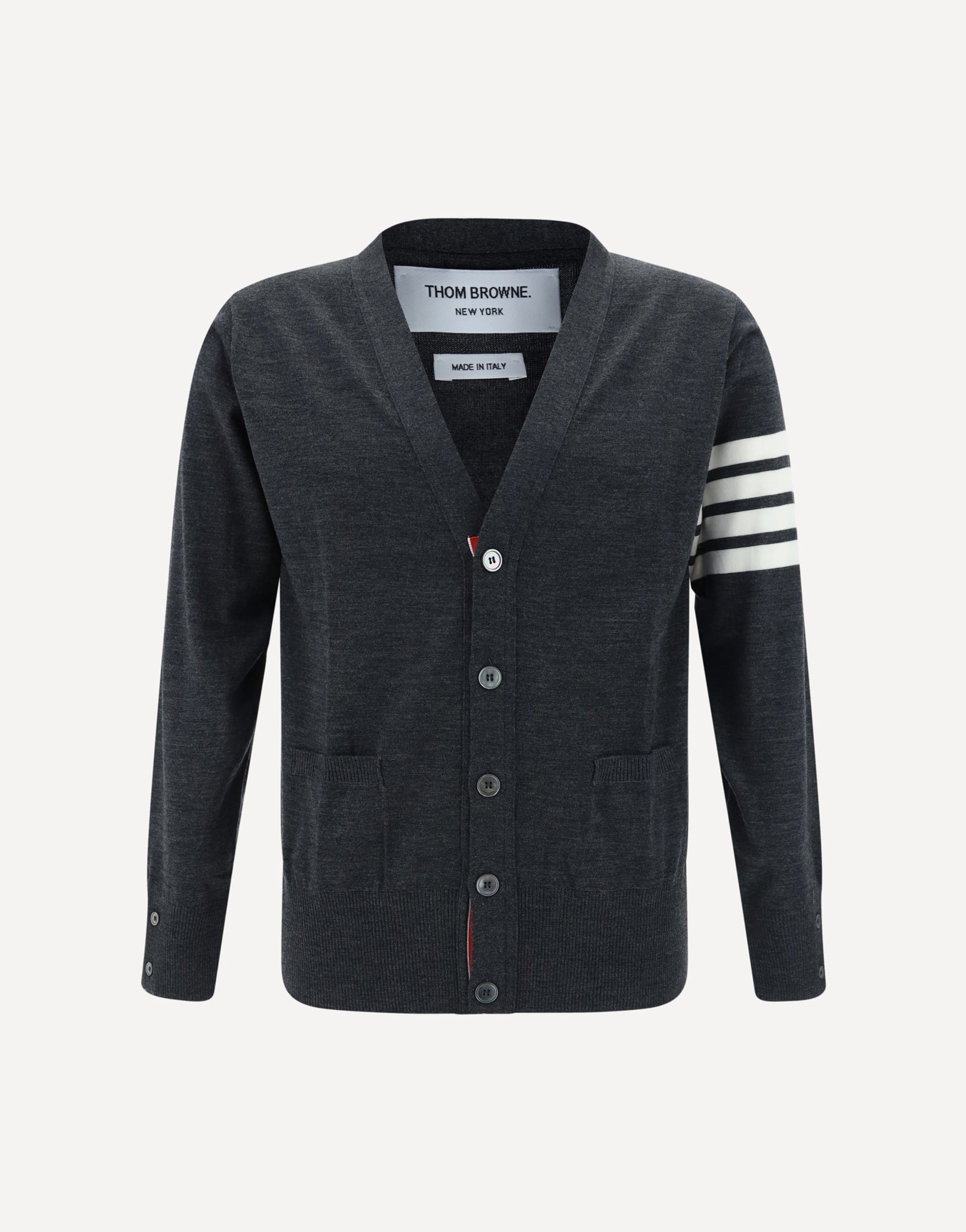 Thom Browne Thom Browne Fleece Wool Cardigan With Striped Cuffs