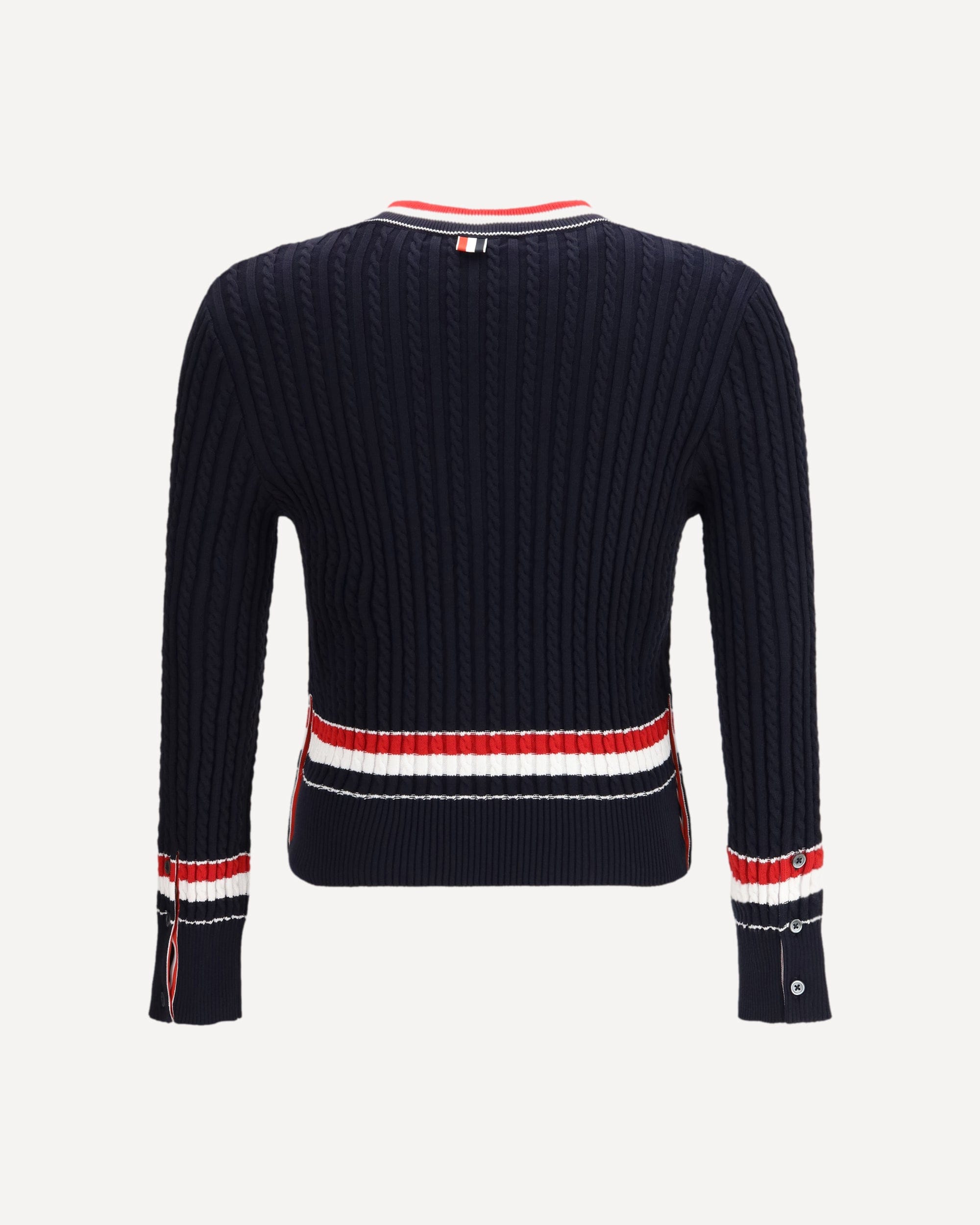 Thom Browne Intarsia Cable-Knit V-Neck Sweater - alternate view