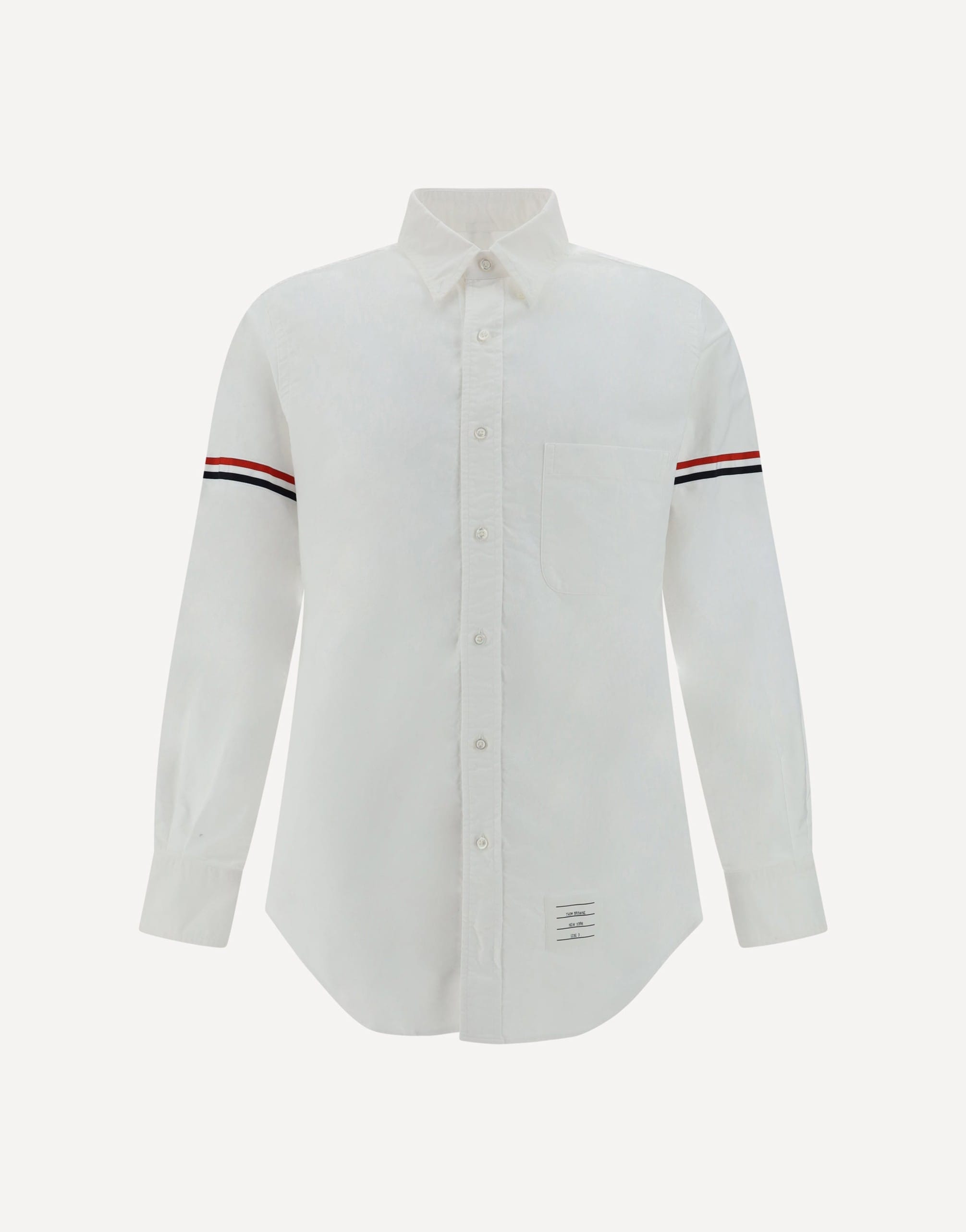 Thom Browne Monochrome Cotton Shirt With Logo Webing