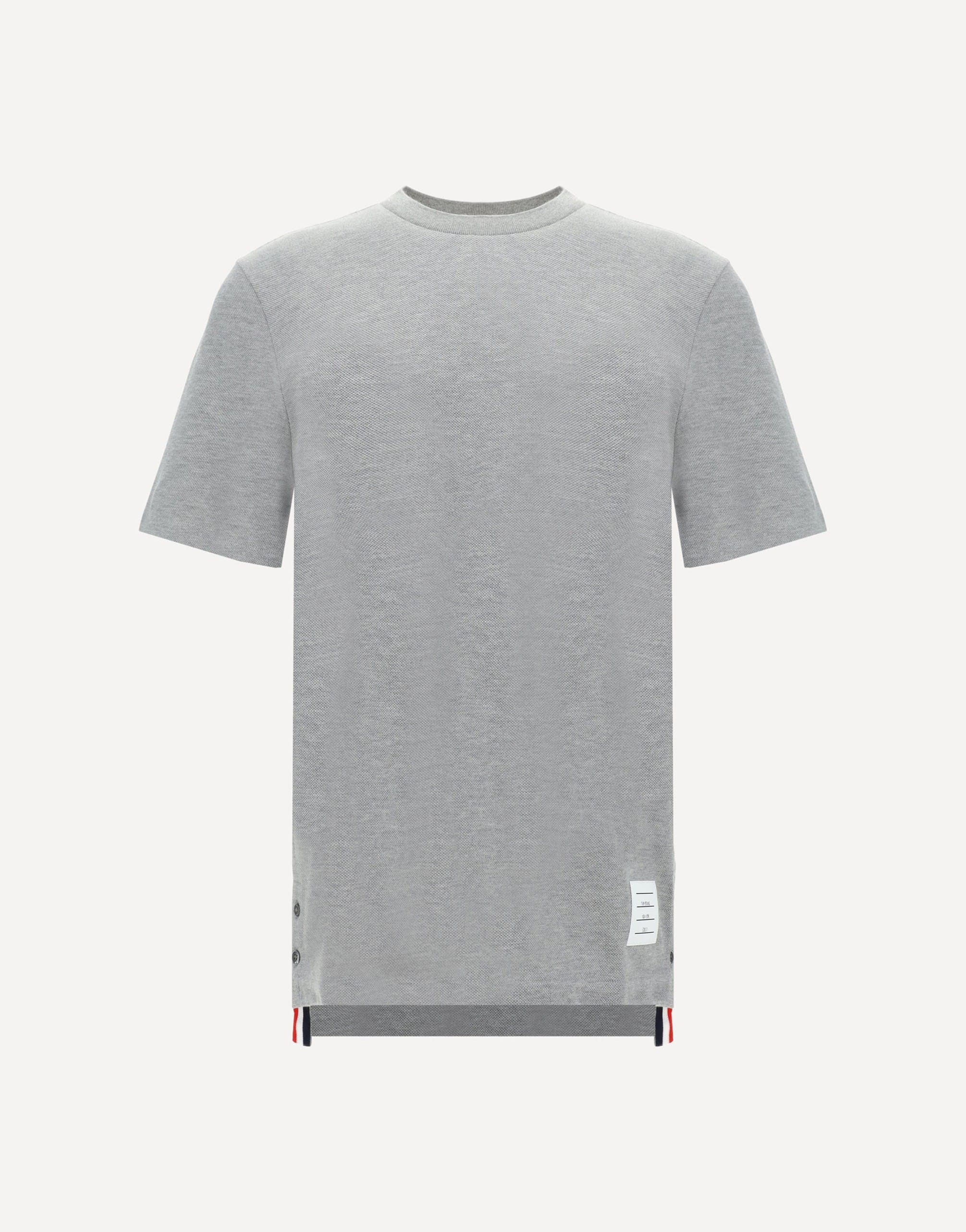 Thom Browne Short Sleeve Cotton T-Shirt With Ribbed Crew Neck