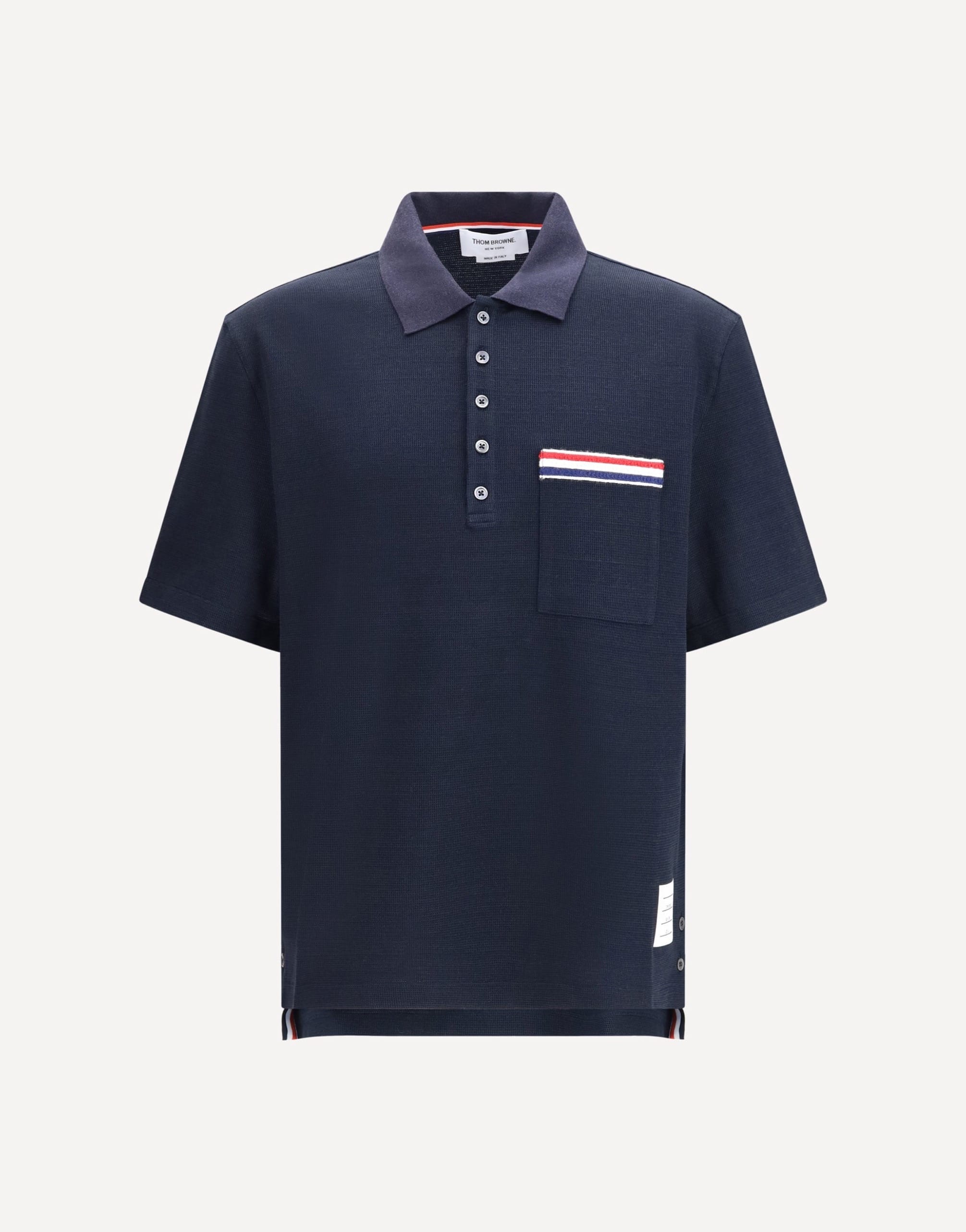 Thom Browne Short-Sleeve Polo With Chest Pocket