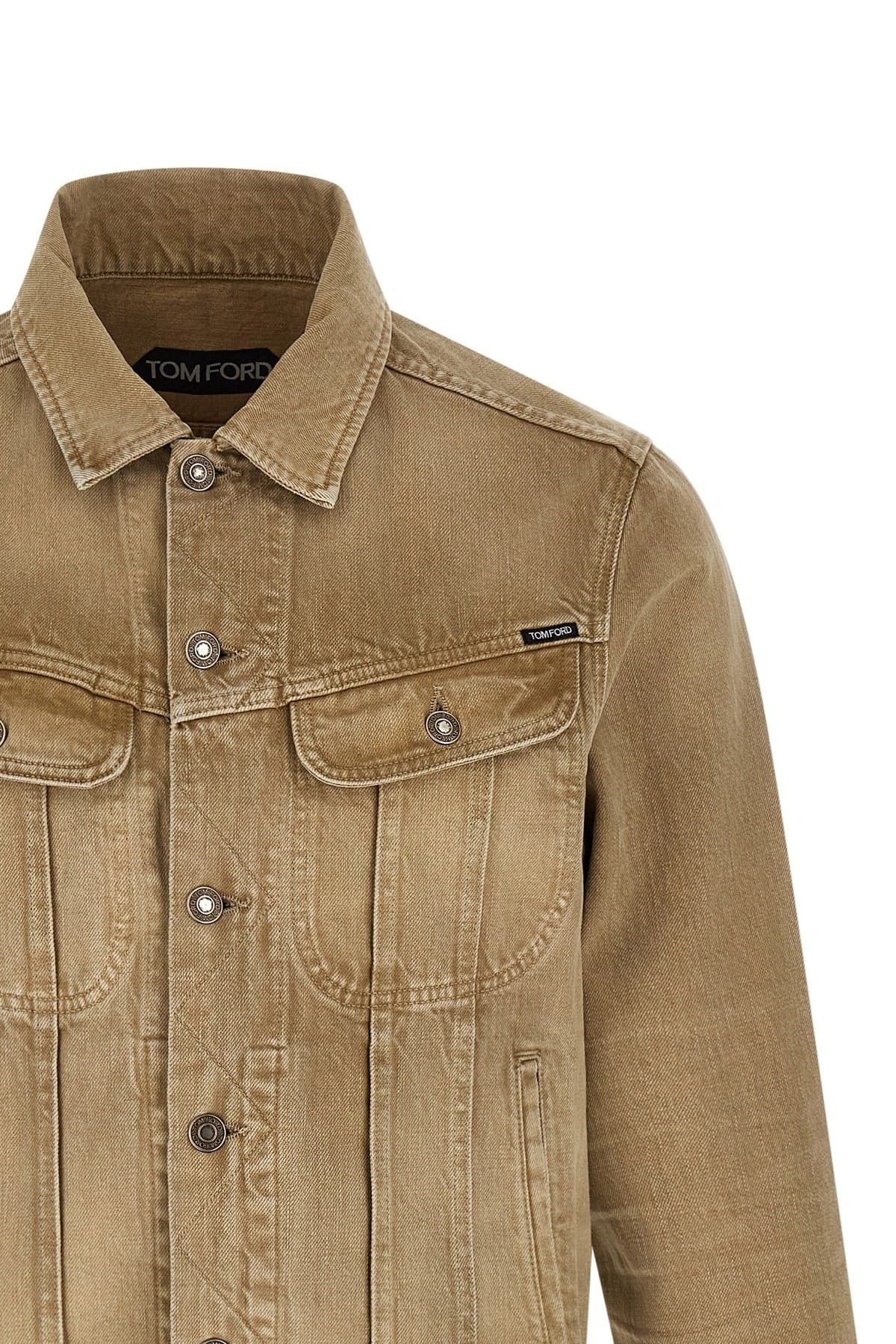 Tom Ford Tom Ford Beige Garment-Dyed Denim Jacket