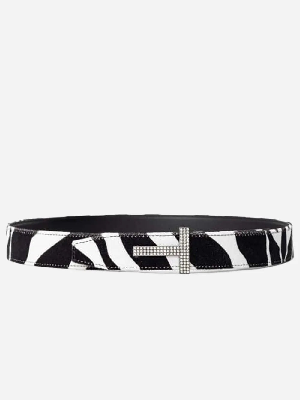 Tom Ford Tom Ford Crystal-Covered Logo Buckle Belt