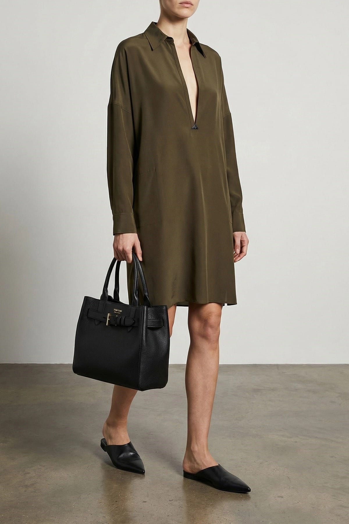 Tom Ford Vestido midi túnica de seda verde - alternate view