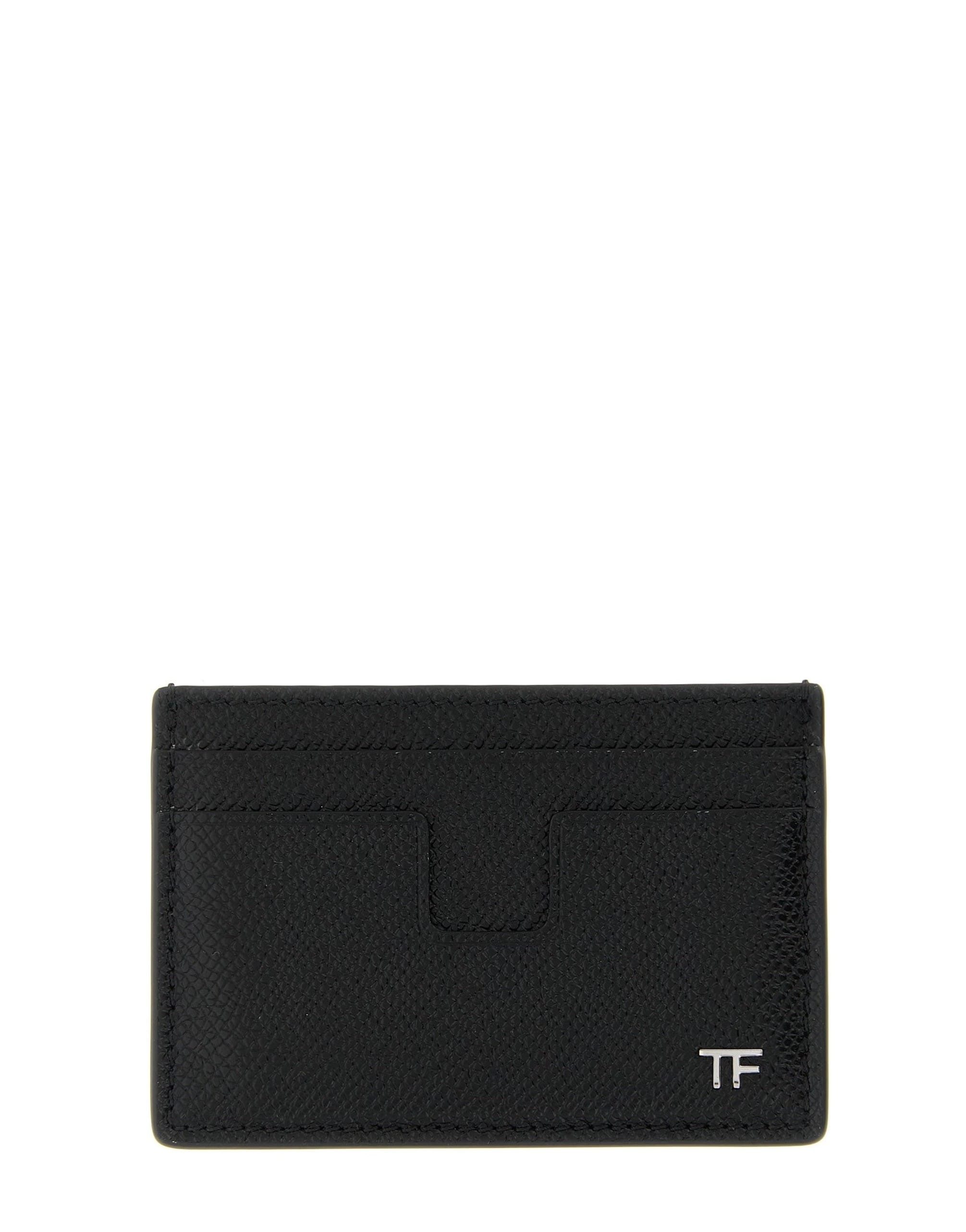 Porta-cartões de couro com logo Tom Ford