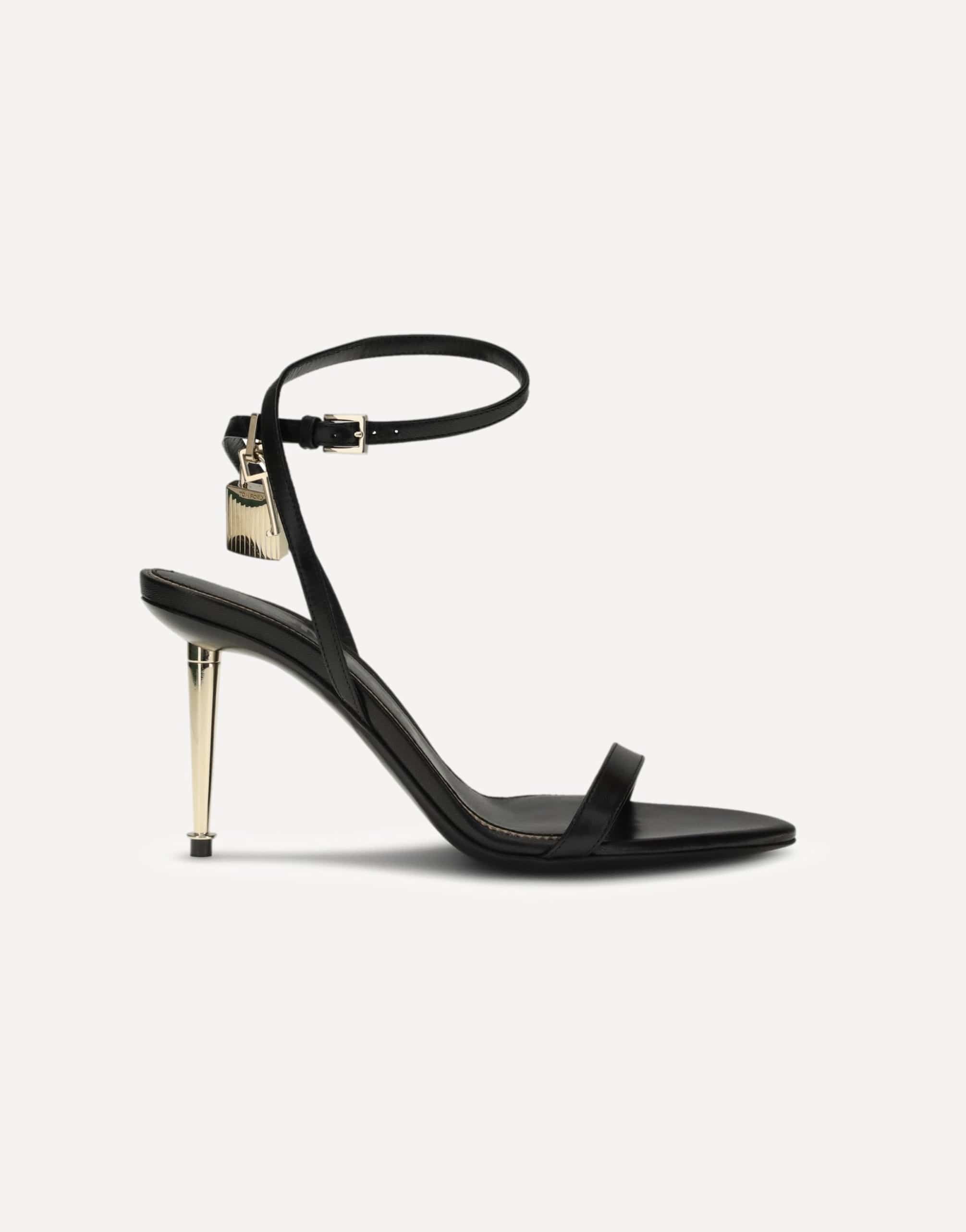 Tom Ford Shiny Leather Padlock Pointy Sandal