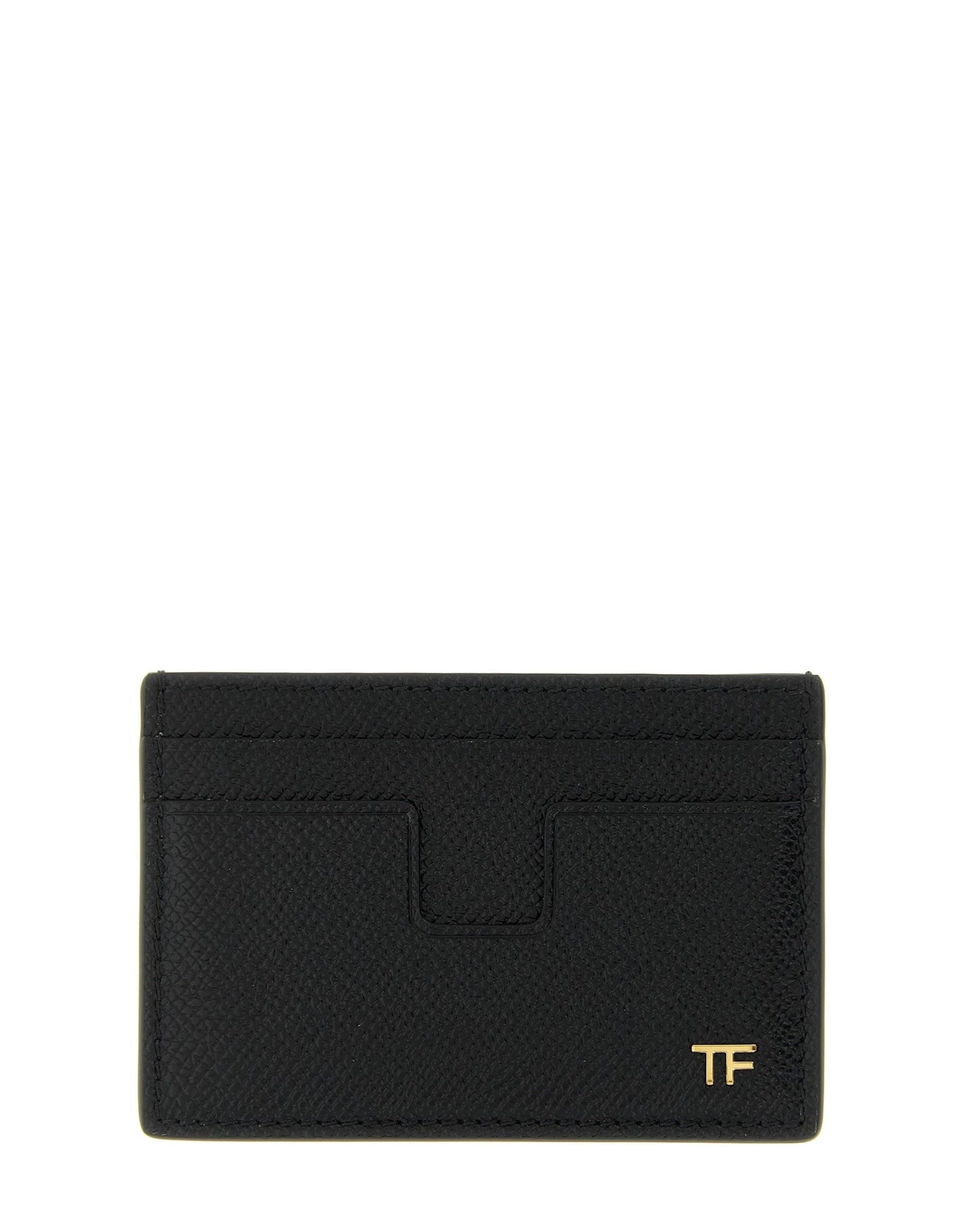 Porta-cartões pequeno Tom Ford em couro granulado