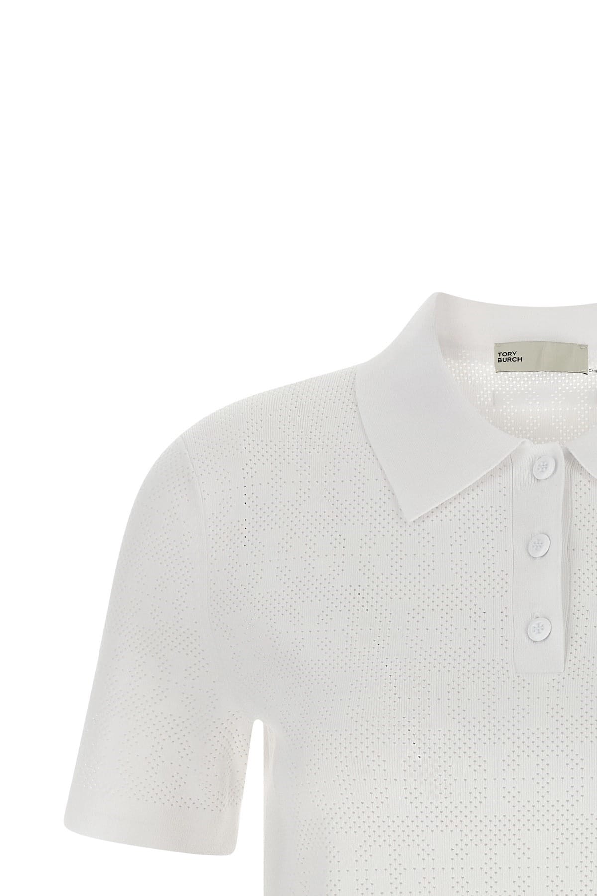 Tory Burch Tory Burch Pointelle Viscose Polo Shirt