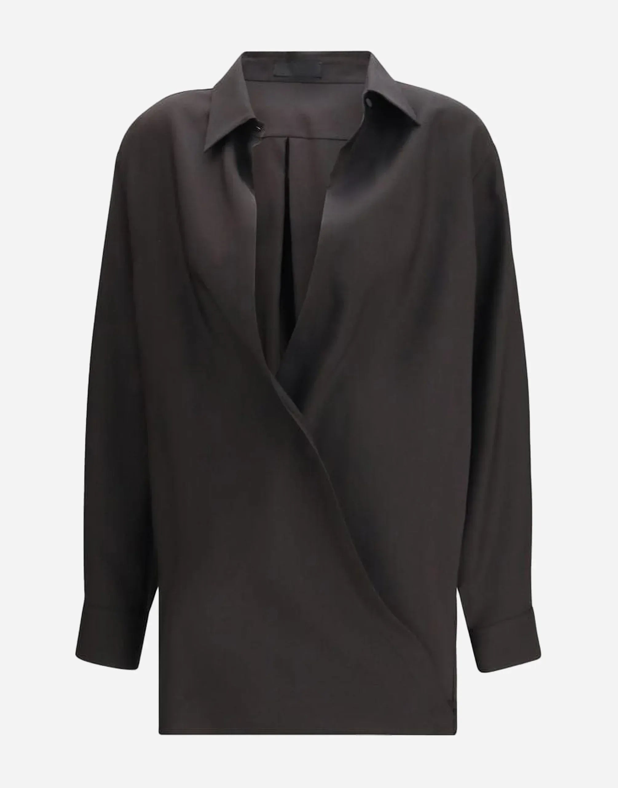 Valentino Collared Wrap-Front Long-Sleeve Blouse