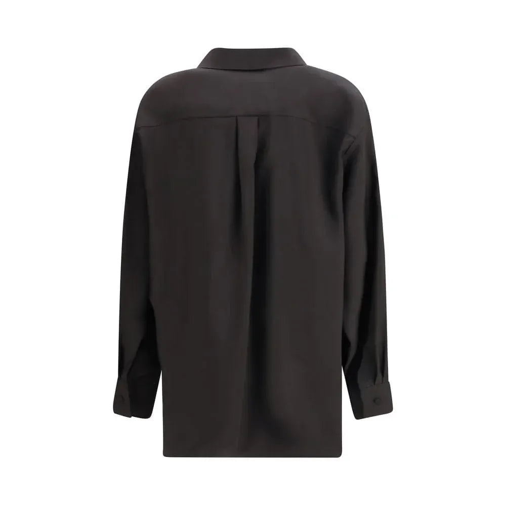 Valentino Collared Wrap-Front Long-Sleeve Blouse