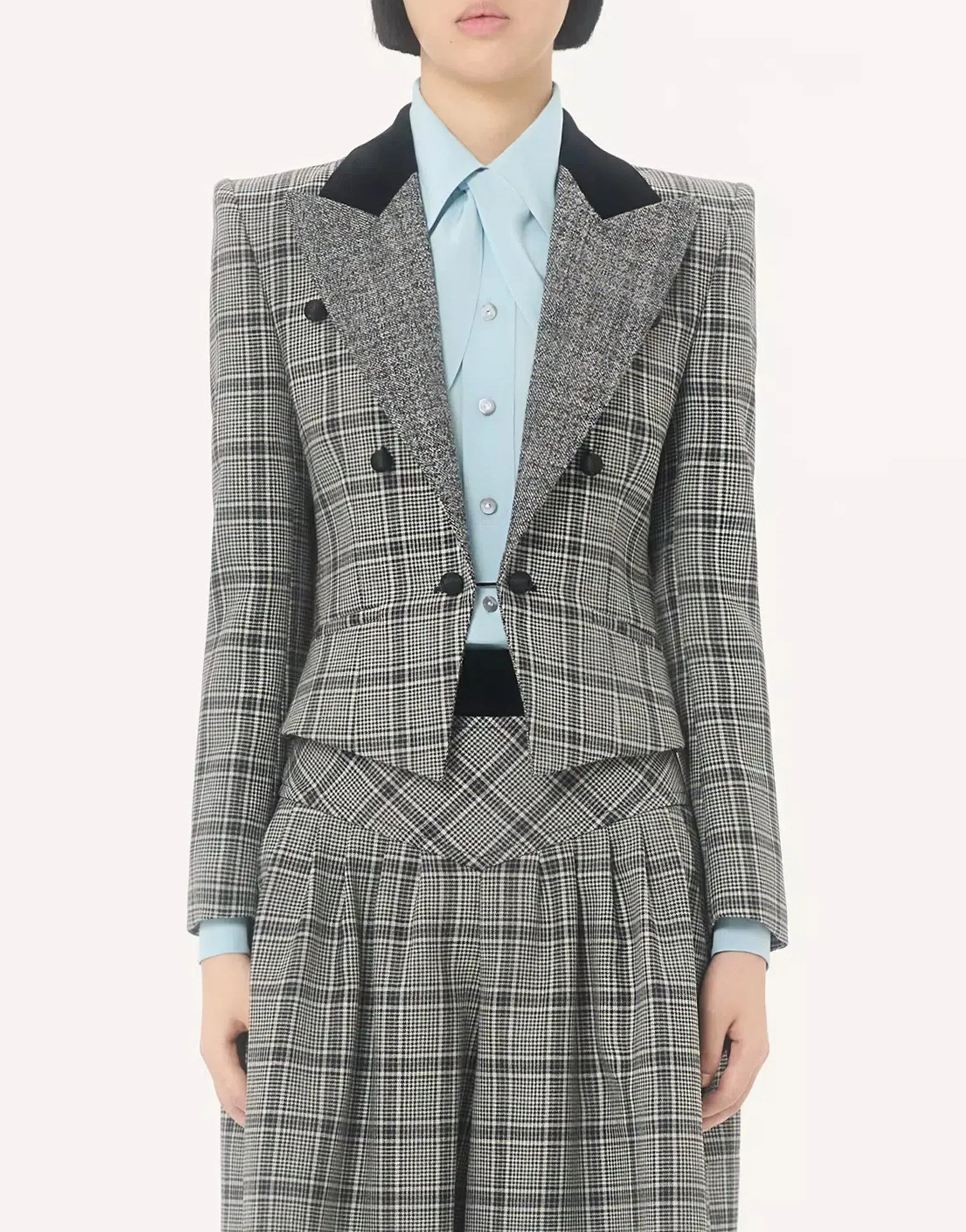 Valentino Double-Breasted Check Pattern Jacket
