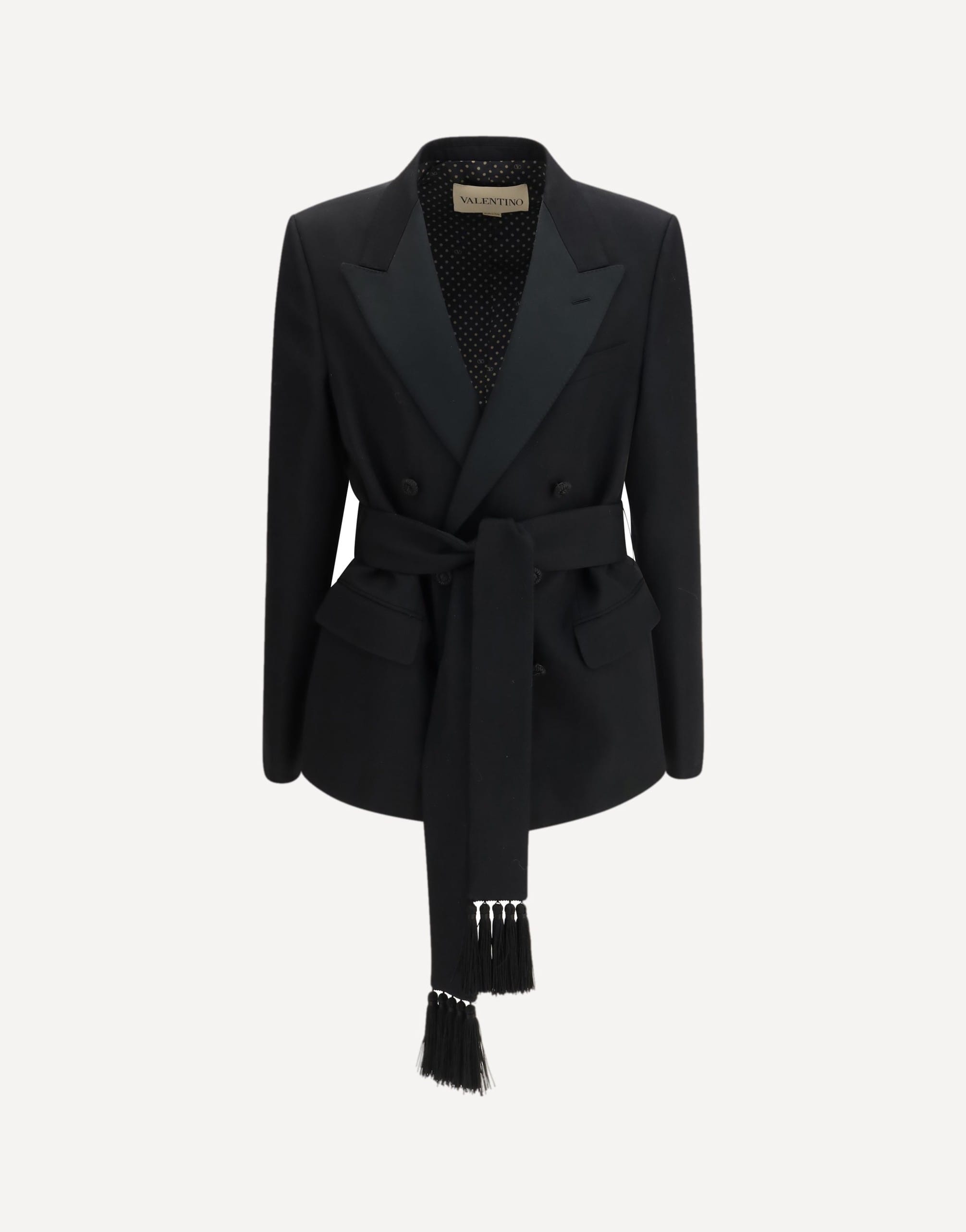 Valentino Double-Breasted Virgin Wool Blazer With Belt