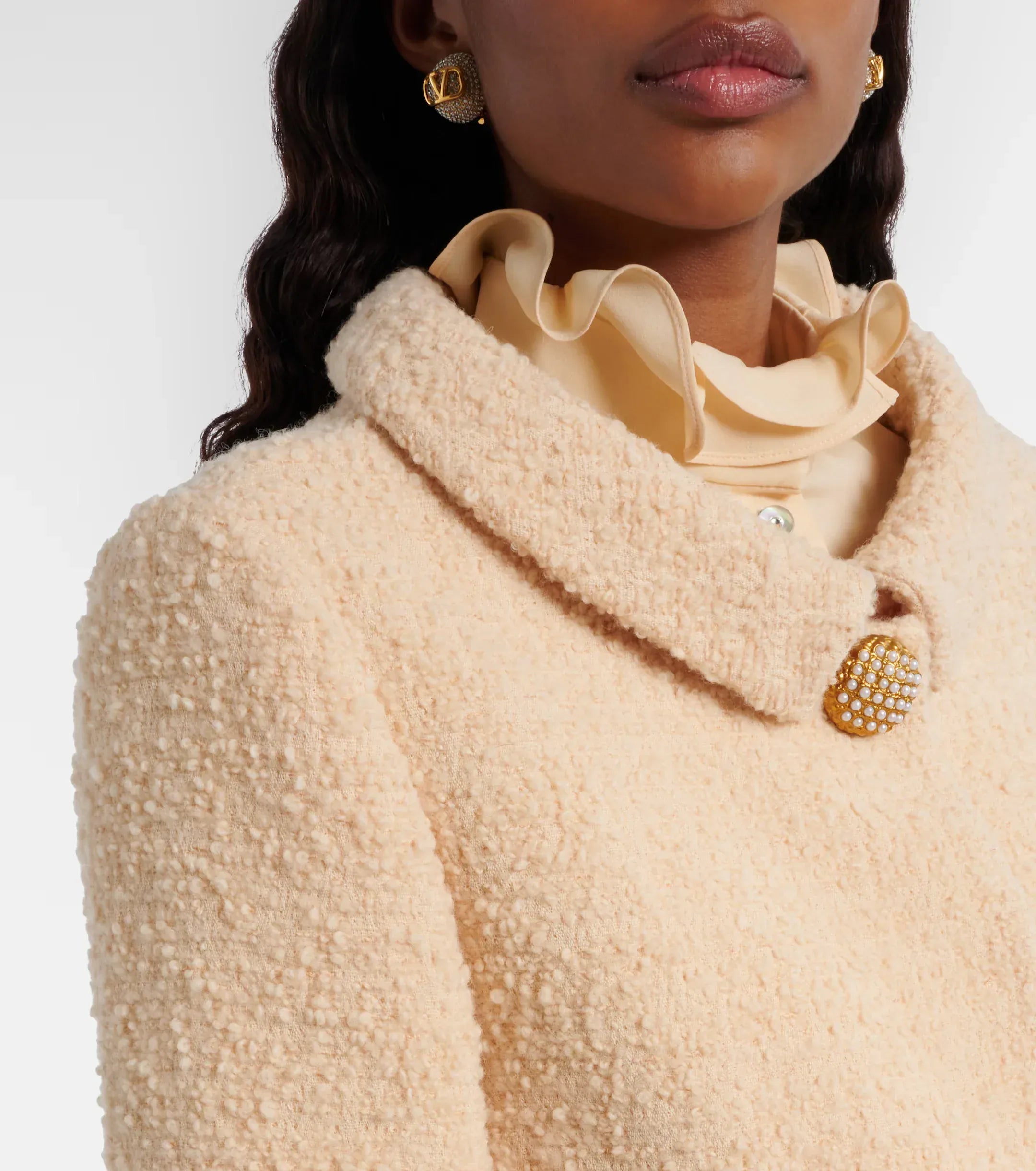Valentino Embellished Wool-Blend Tweed Jacket