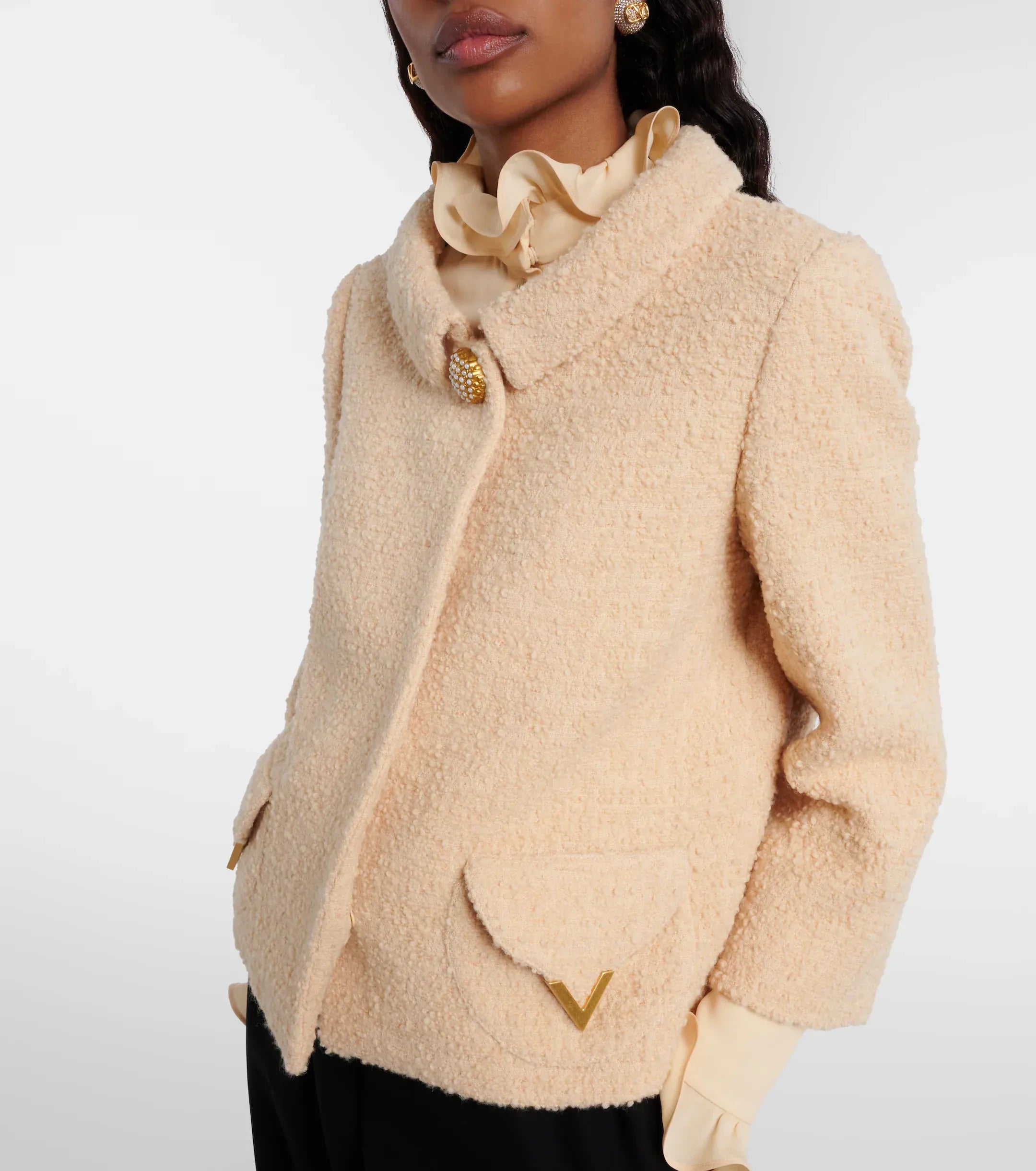Valentino Embellished Wool-Blend Tweed Jacket