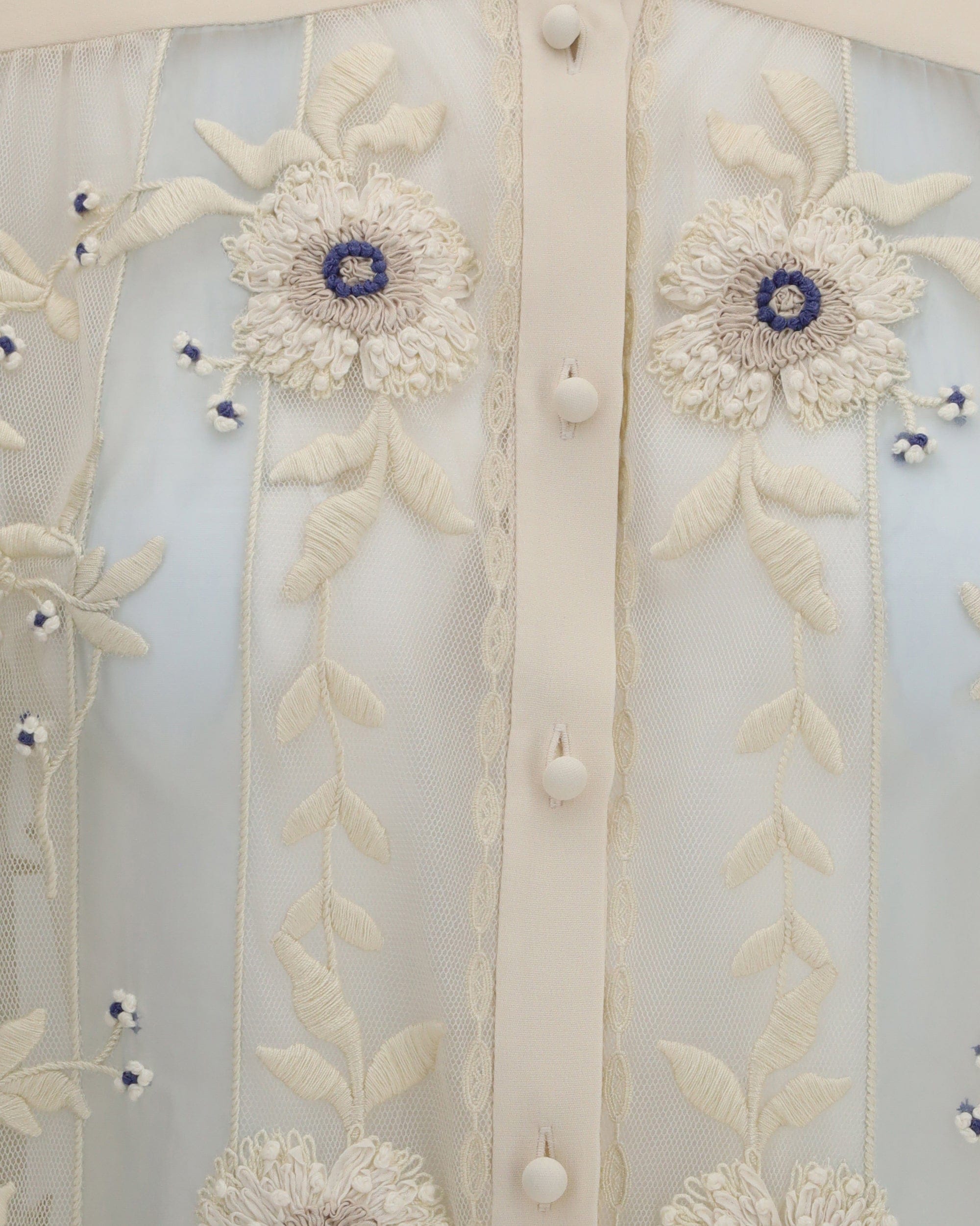 Valentino Valentino Embroidered Tulle Long Sleeved Shirt