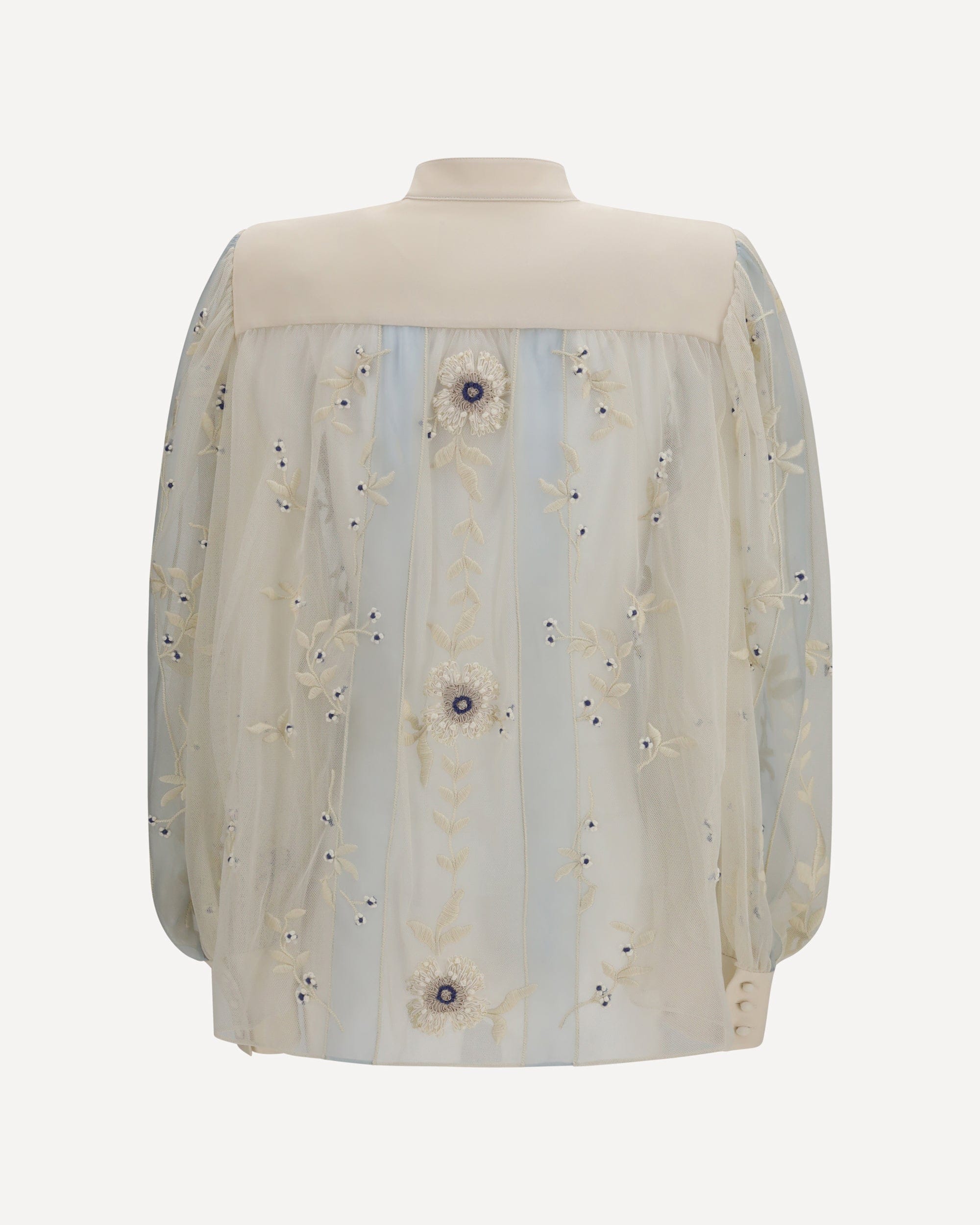 Valentino Valentino Embroidered Tulle Long Sleeved Shirt