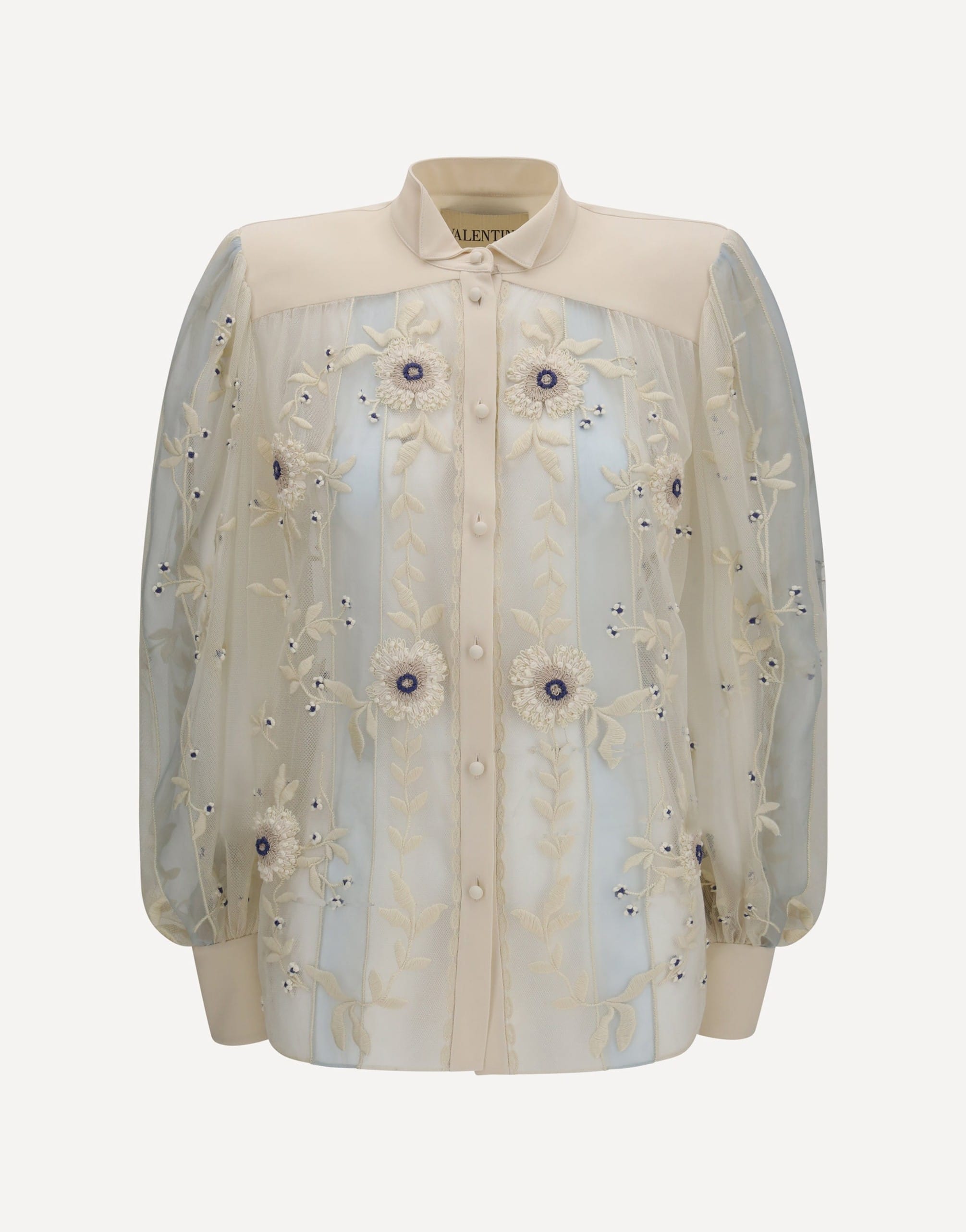 Valentino Valentino Embroidered Tulle Long Sleeved Shirt