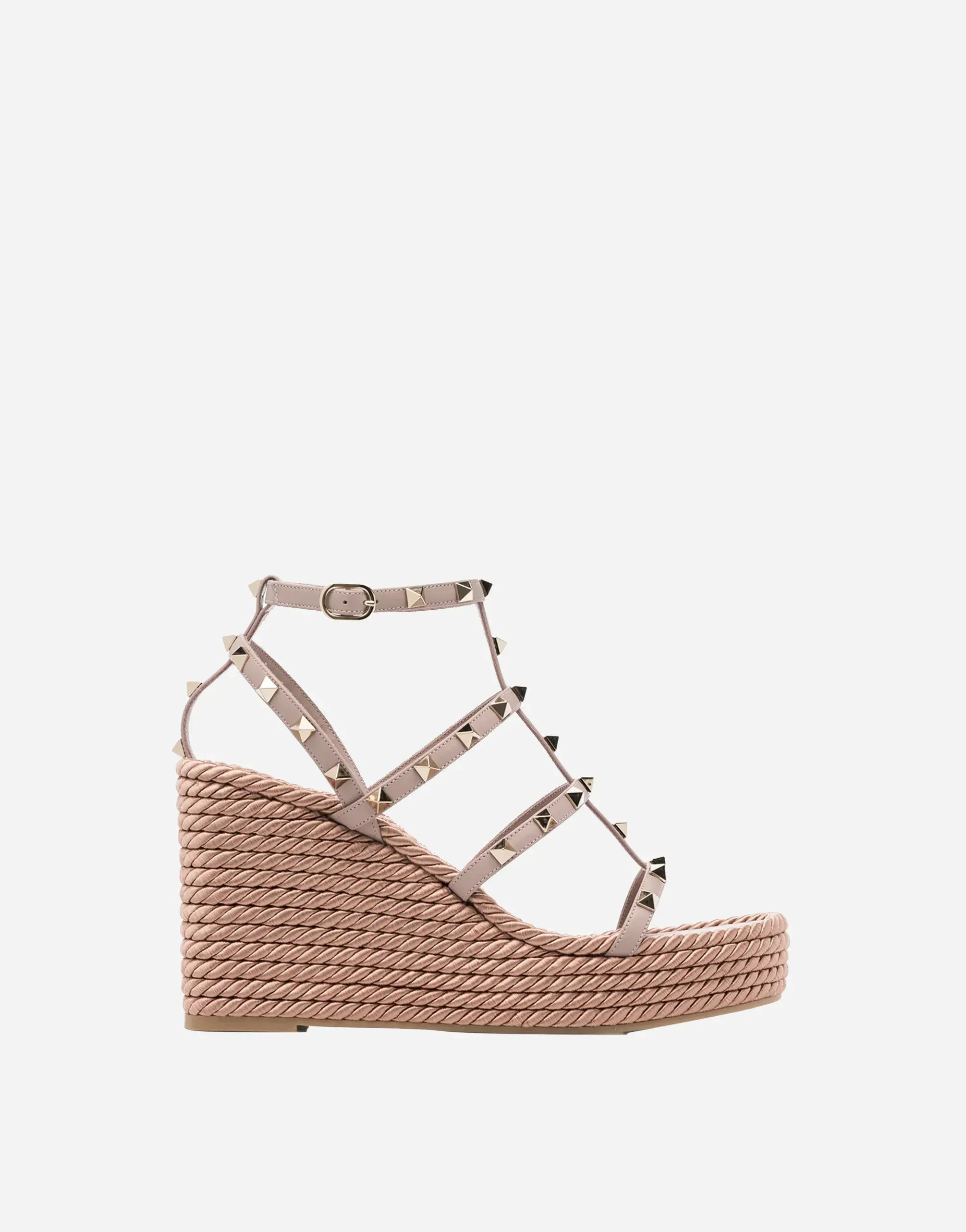 Valentino Garavani 95mm Rockstud Ankle Strap Wedge Sandals